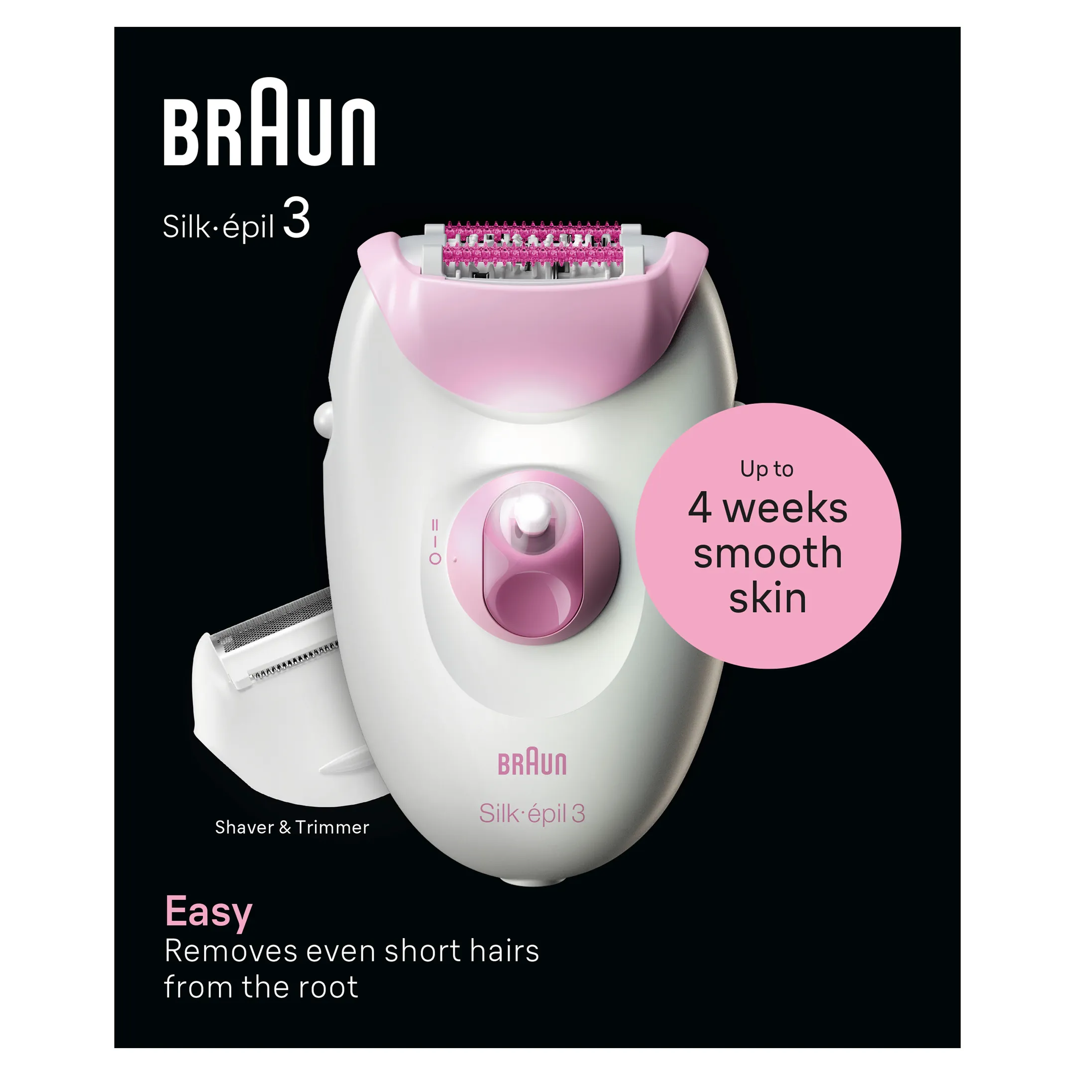 Braun Silk-épil 3, Épilateur Filaire, Épilation Pour Des Semaines De Peau Douce, 3-031, Rose image