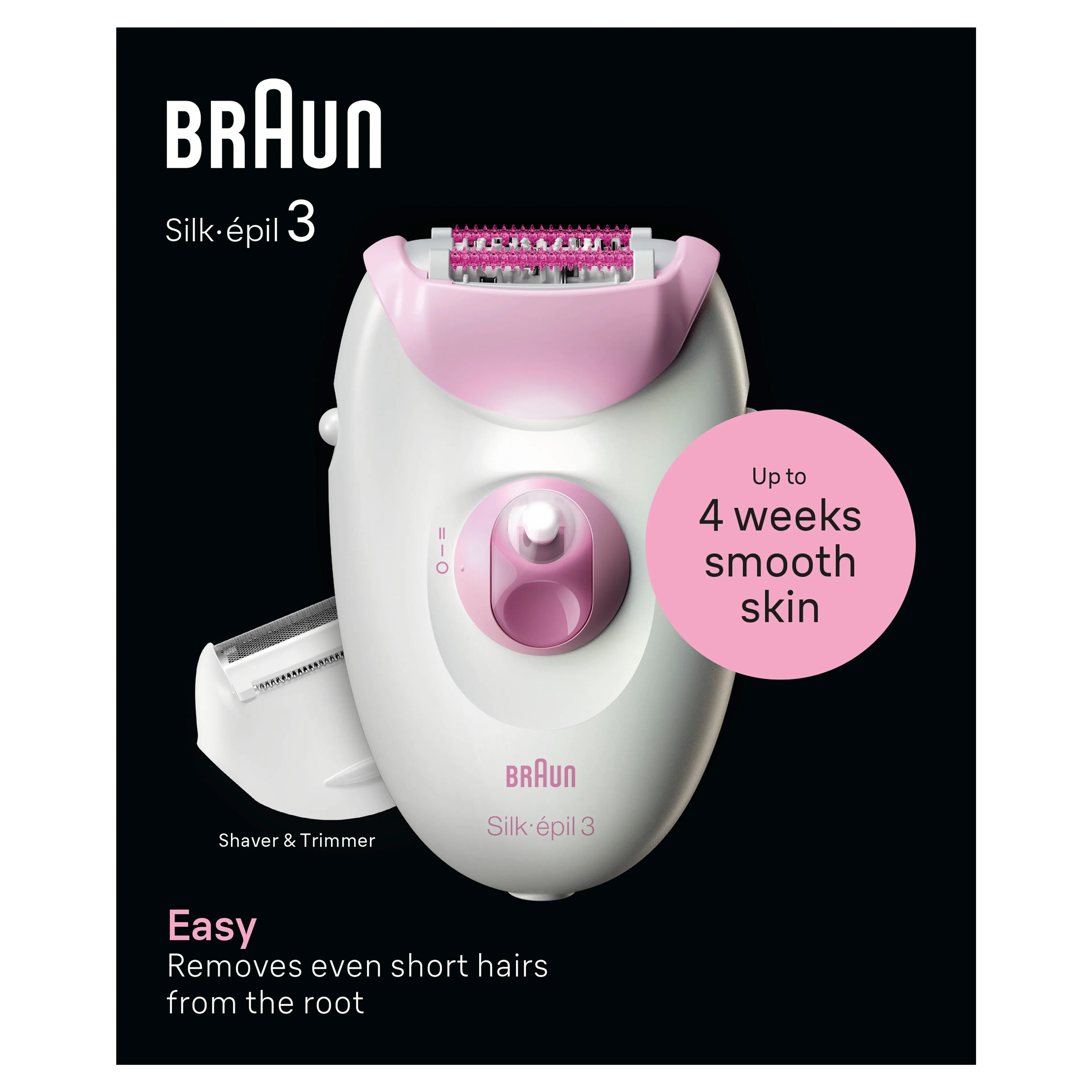Braun Braun Silk-épil 3, Épilateur Filaire, Épilation Pour Des Semaines De Peau Douce, 3-031, Rose image