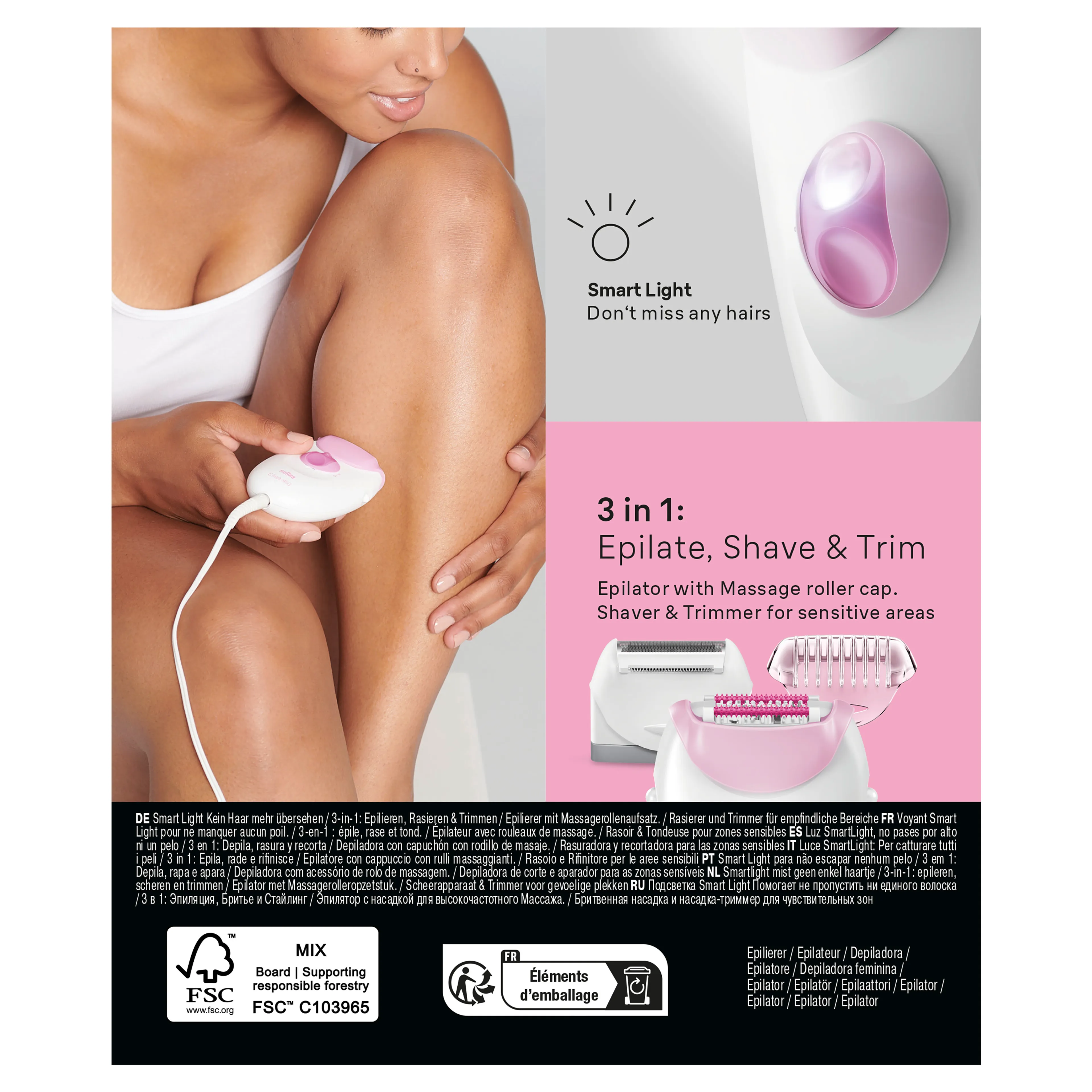 Braun Braun Silk-épil 3, Épilateur Filaire, Épilation Pour Des Semaines De Peau Douce, 3-031, Rose image