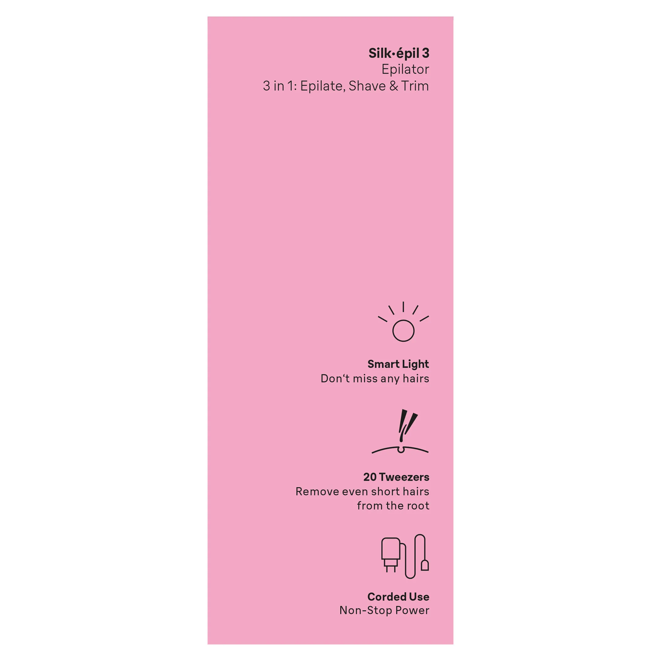 Braun Silk-épil 3, Épilateur Filaire, Épilation Pour Des Semaines De Peau Douce, 3-031, Rose image
