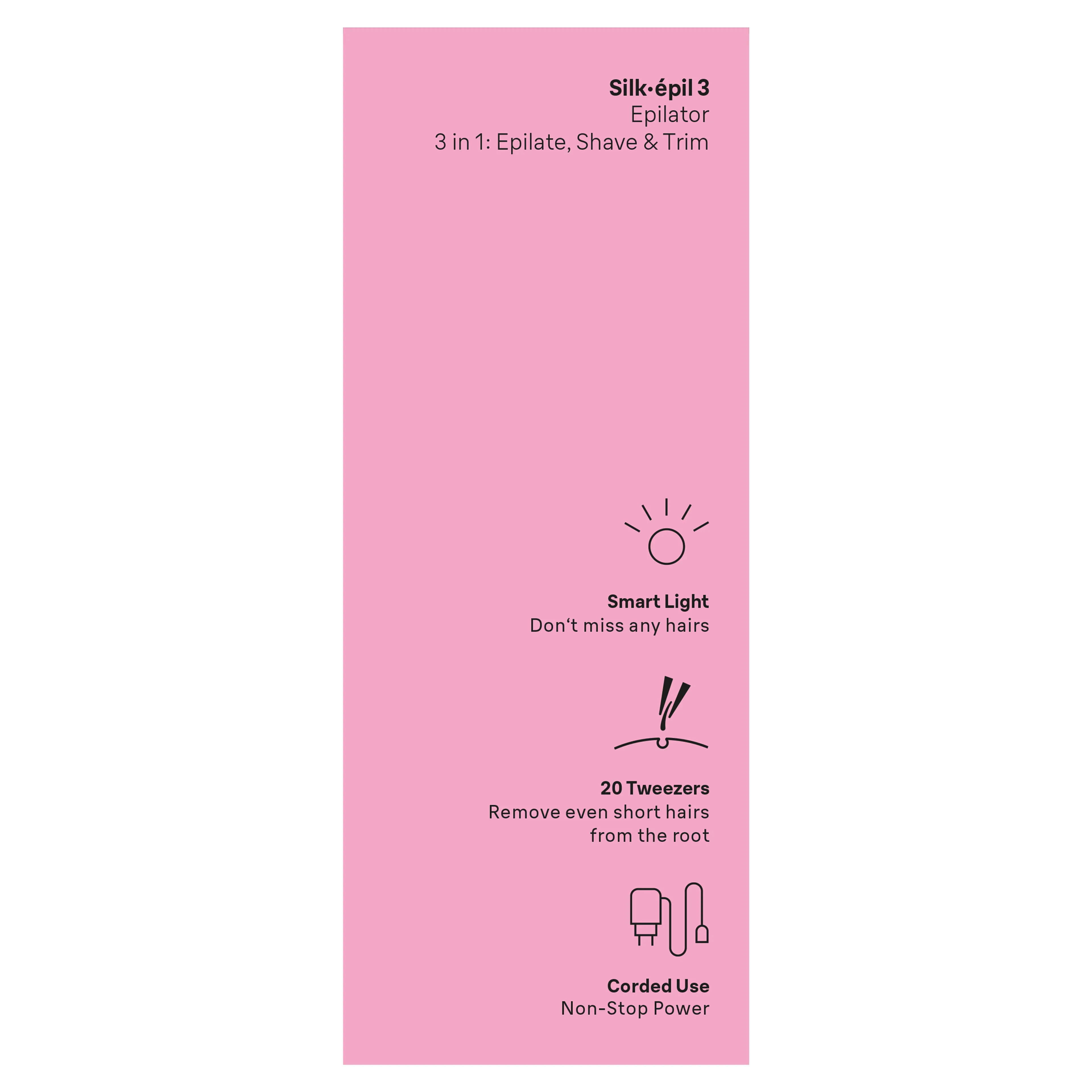 Braun Braun Silk-épil 3, Épilateur Filaire, Épilation Pour Des Semaines De Peau Douce, 3-031, Rose image