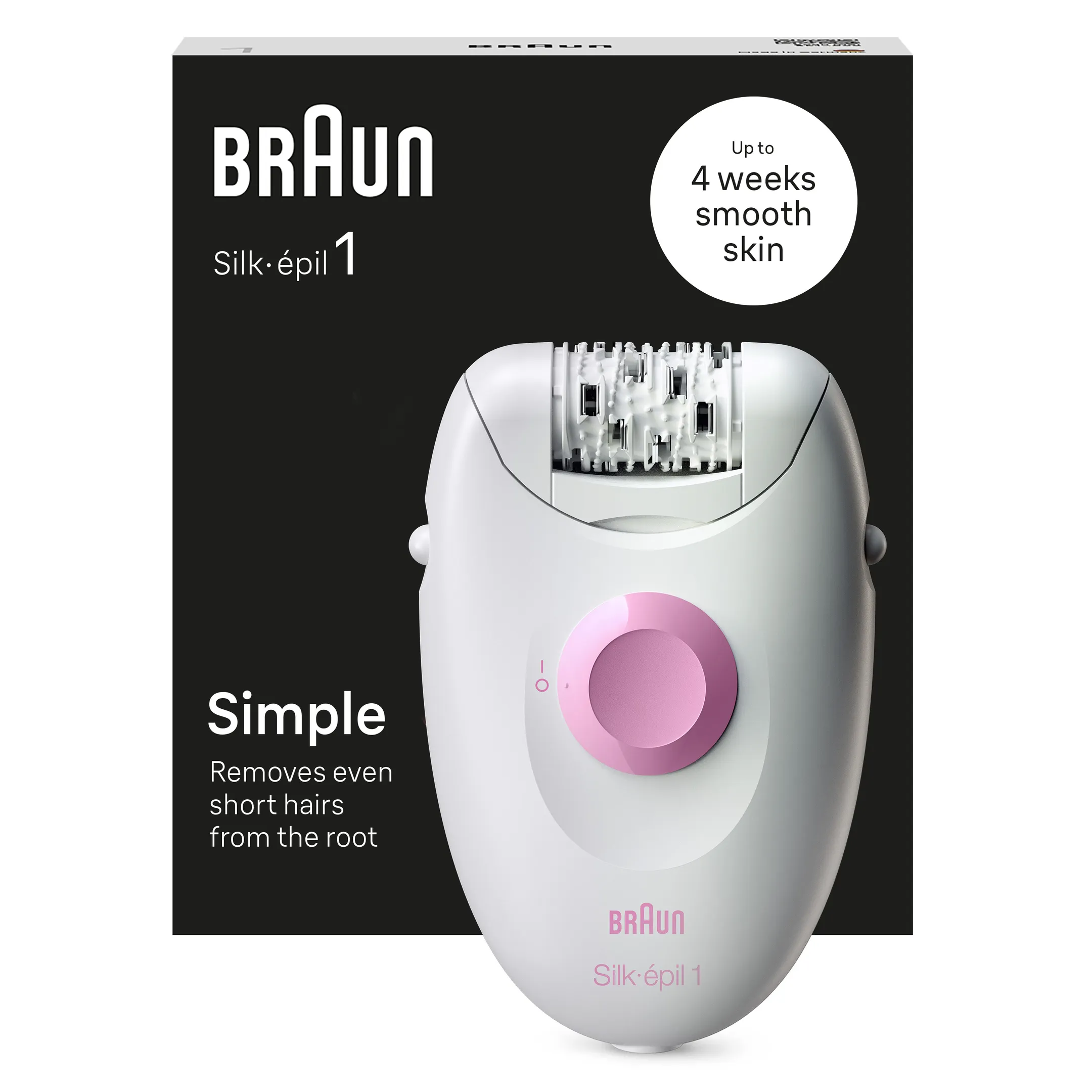 Braun Silk•épil 1, Épilateur Filaire Pour Épilation, Des Semaines De Peau Douce, 1-010, Blanc/Rose image