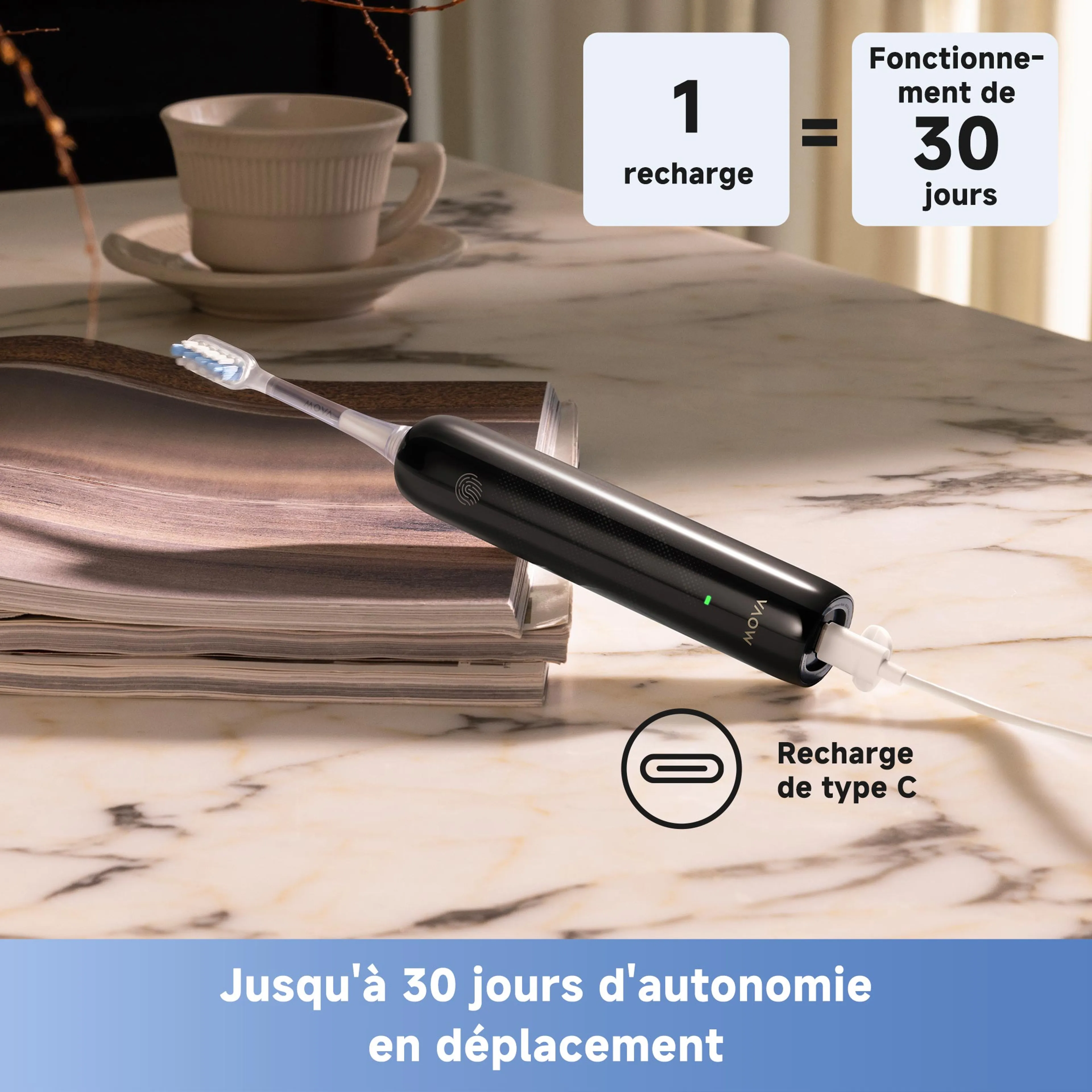 MOVA Brosse à dents électrique Fresh Noir image