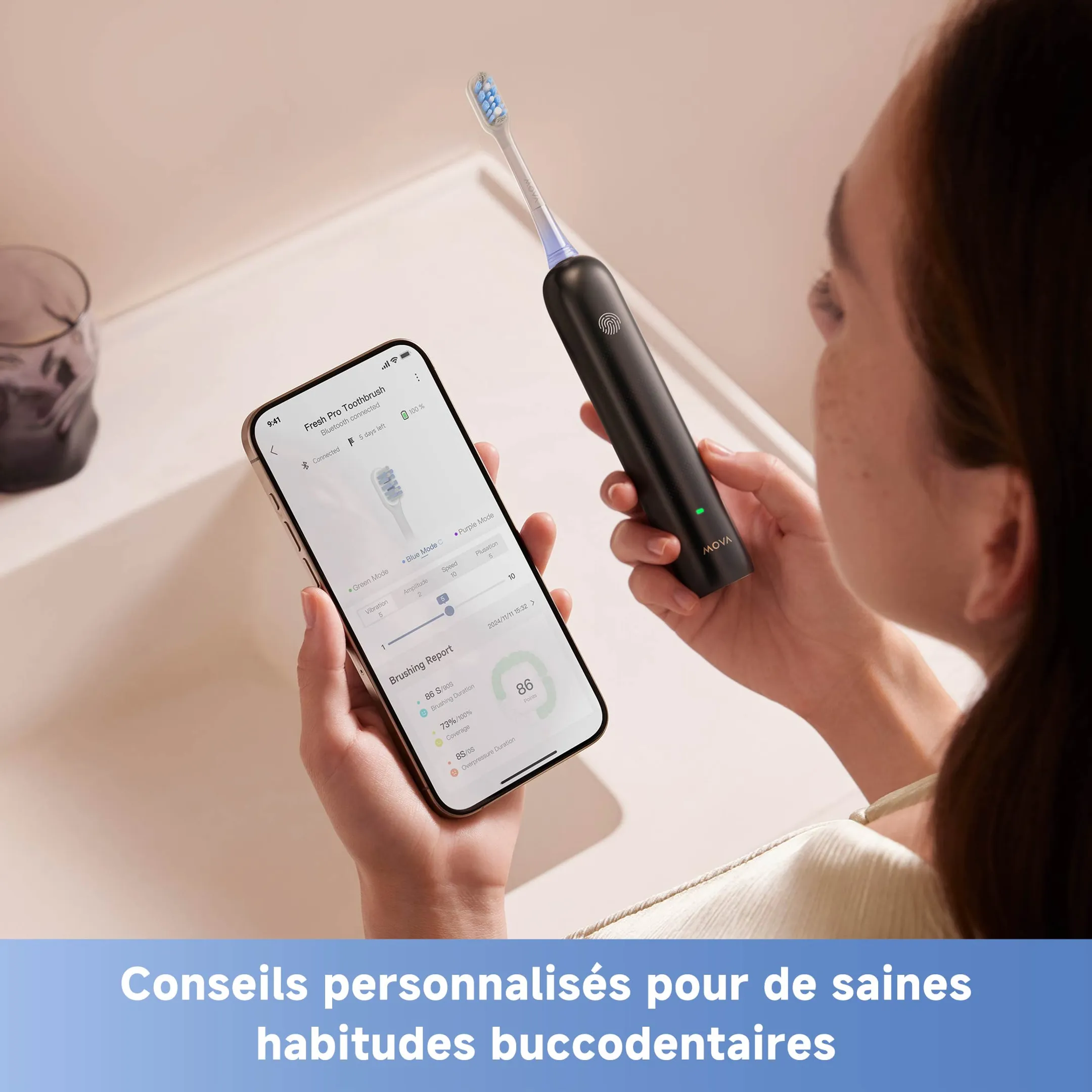 MOVA Brosse à dents électrique Fresh Pro Noir image