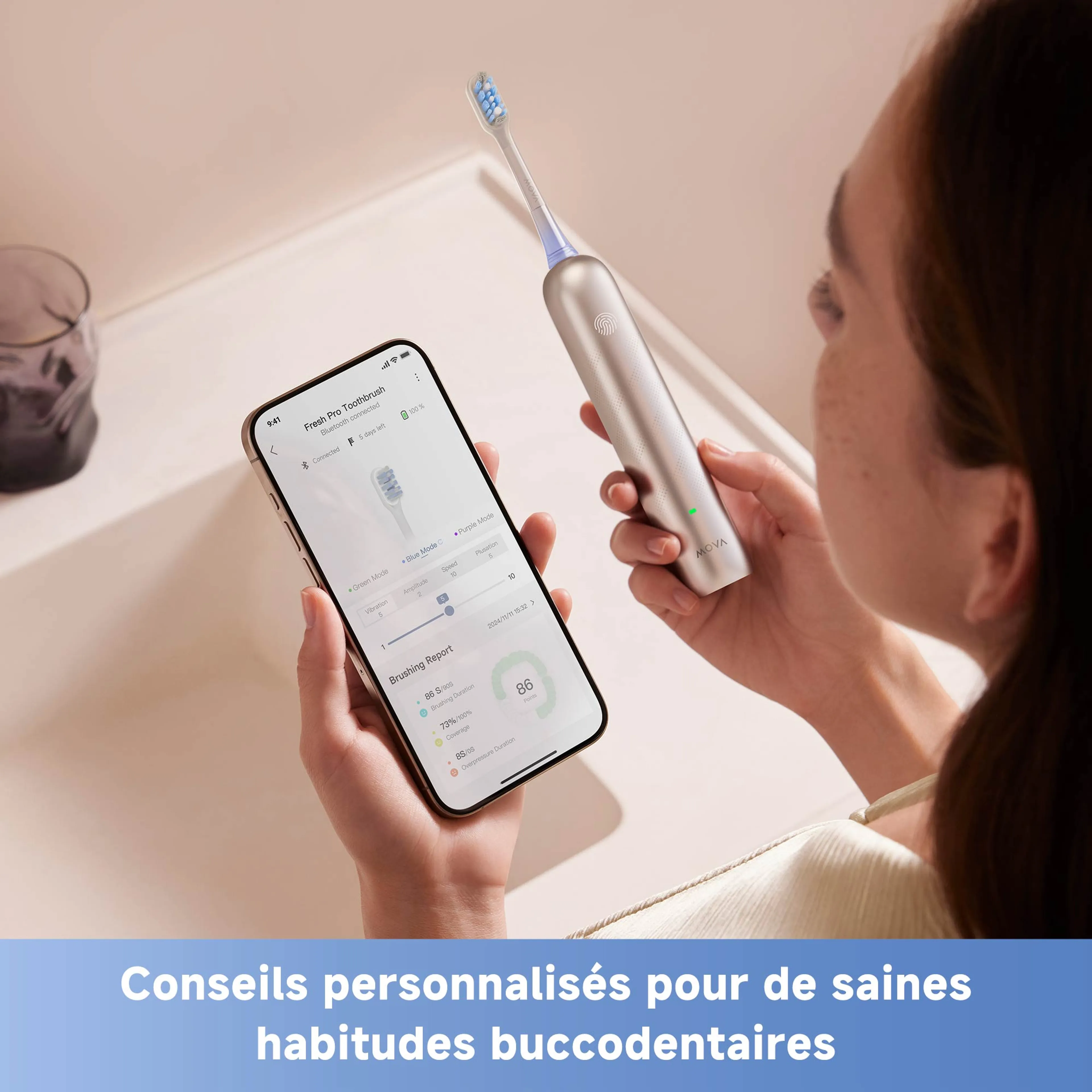 MOVA Brosse à dents électrique Fresh Pro Argenté image