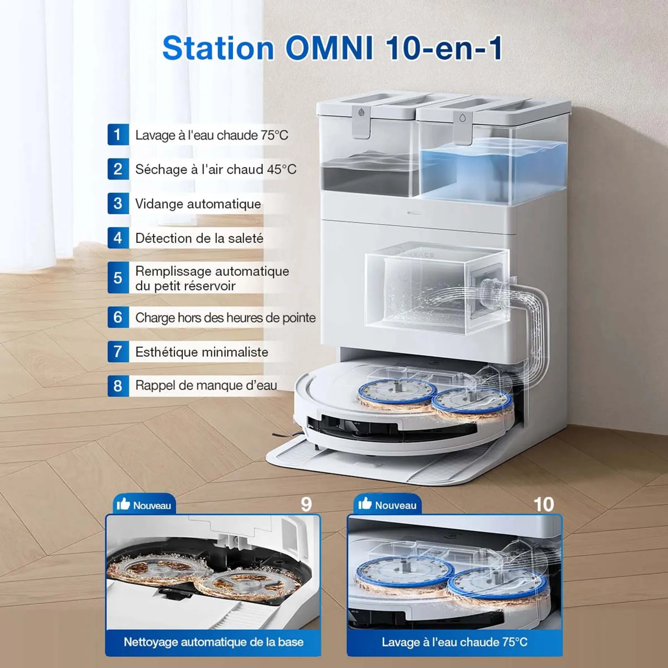 Ecovacs Aspirateur robot 2en1 Deebot T50 Omni Blanc image