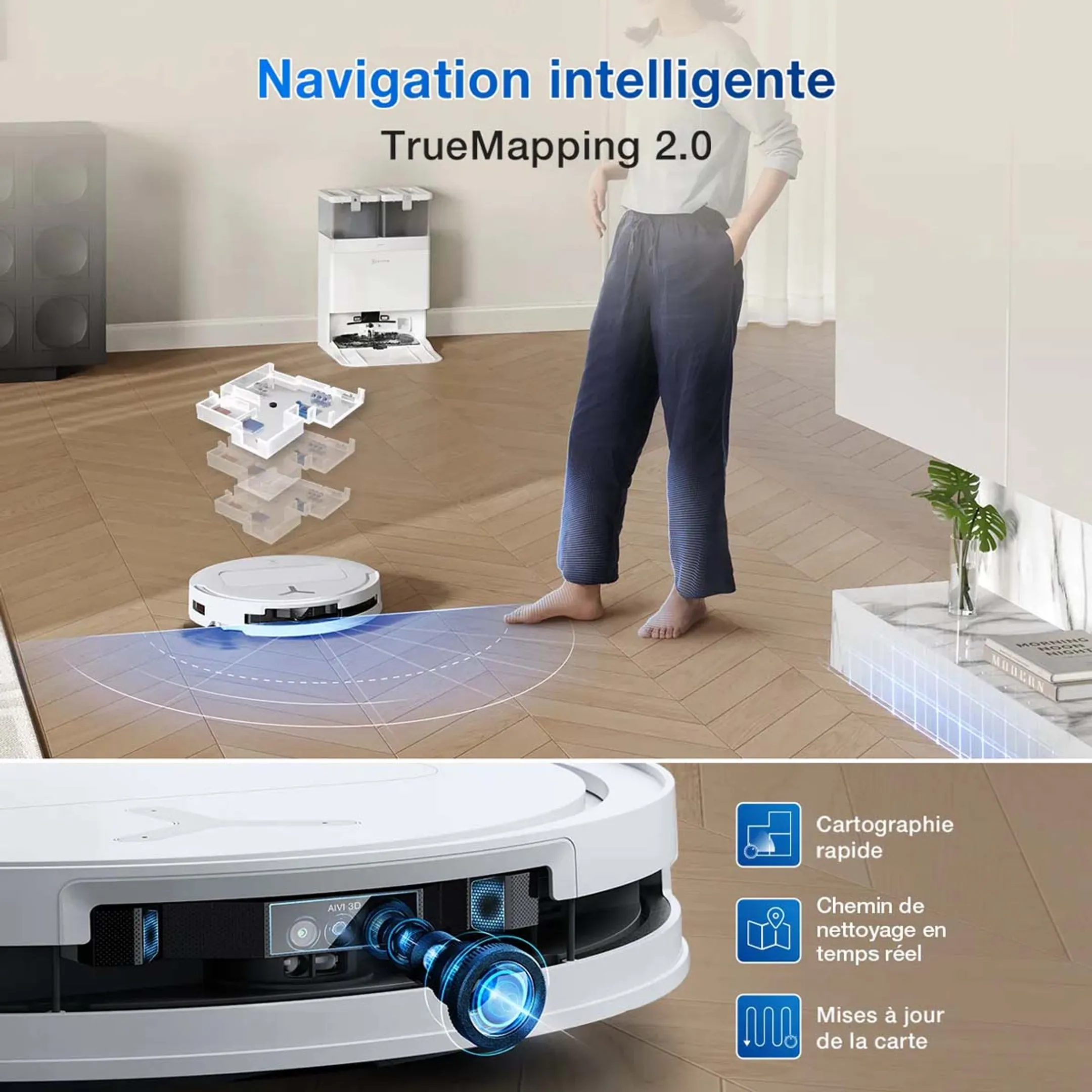 Ecovacs Aspirateur robot 2en1 Deebot T50 Omni Blanc image