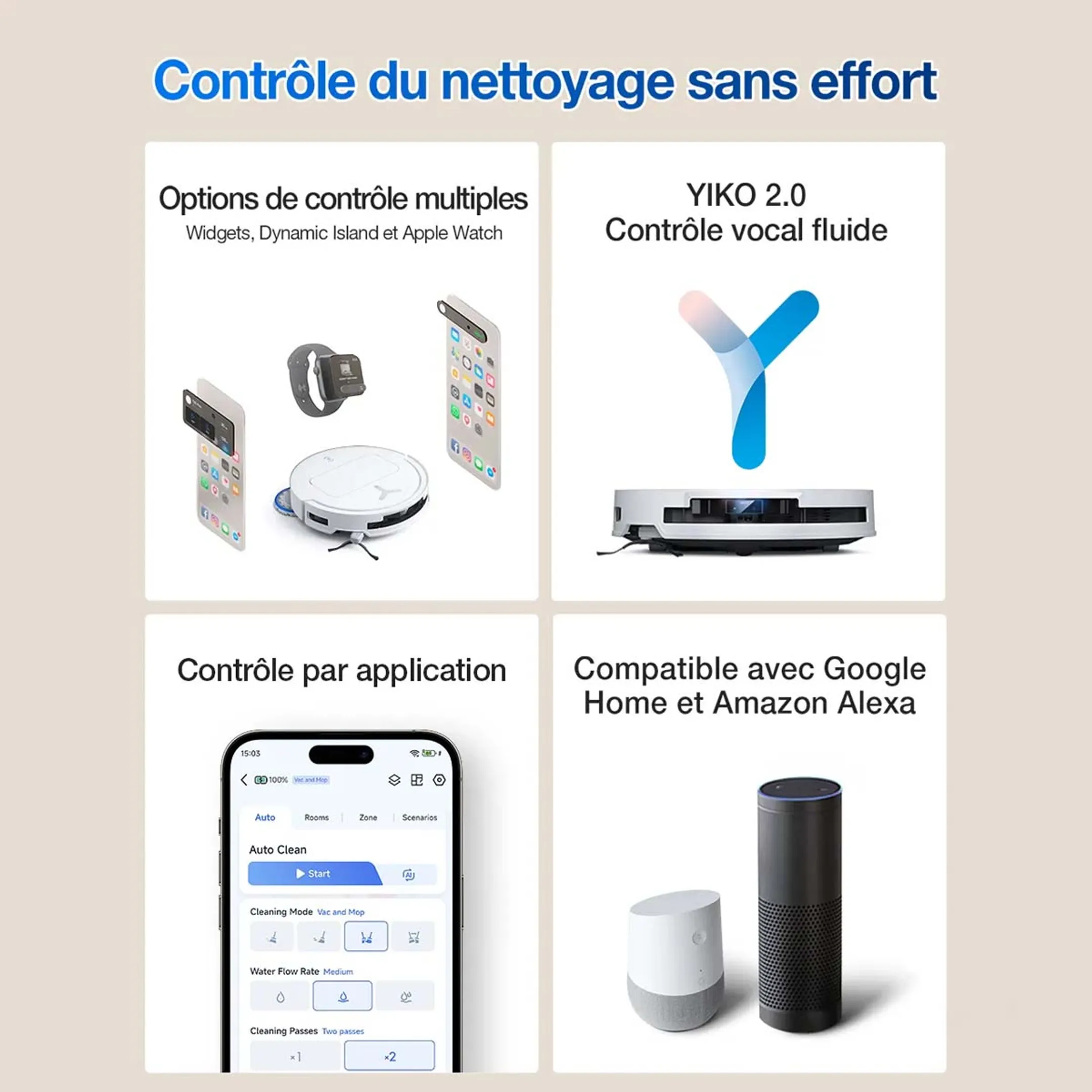 Ecovacs Aspirateur robot 2en1 Deebot T50 Omni Blanc image