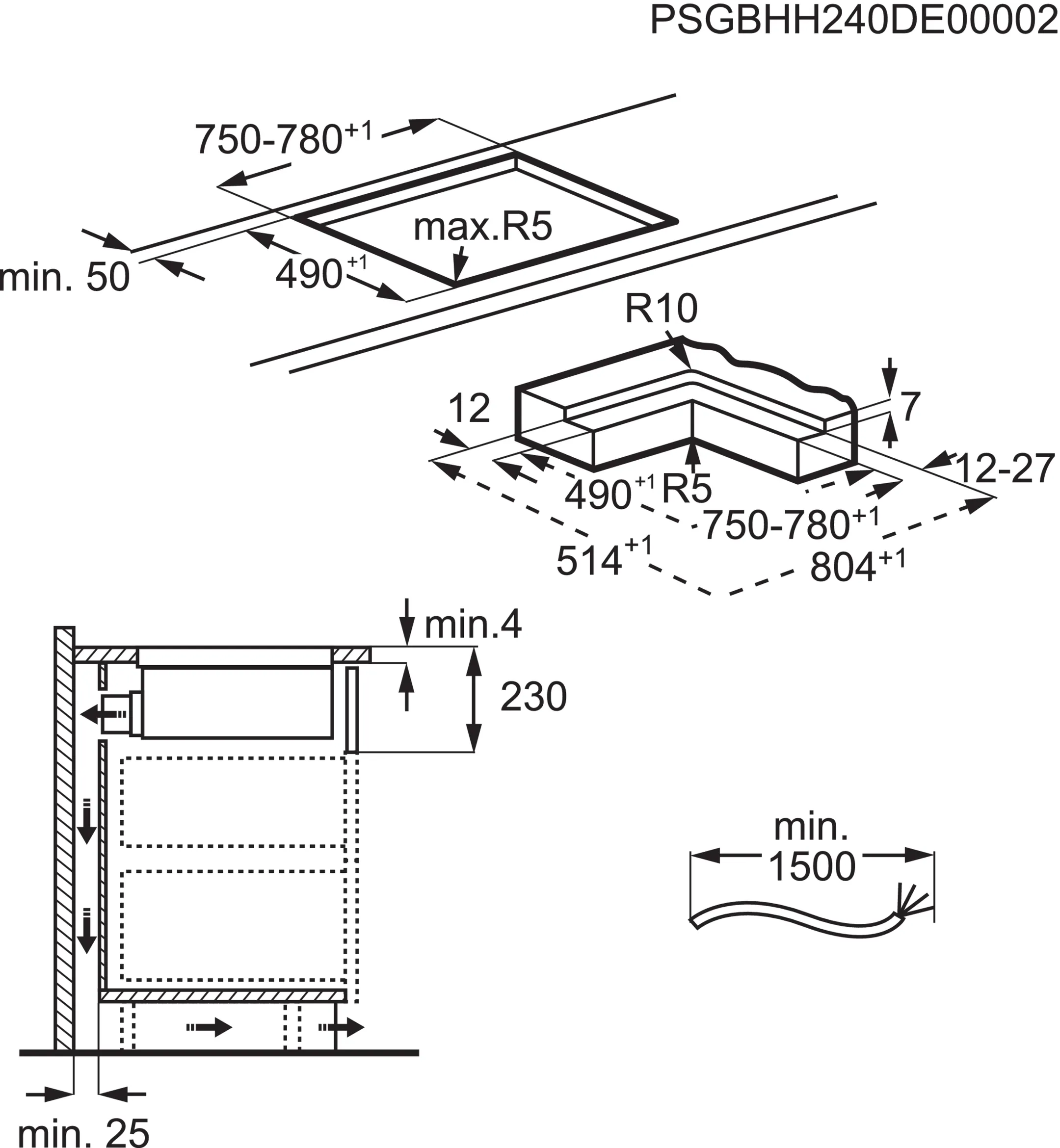 AEG Kookplaat met dampkap NCH84B03CB image