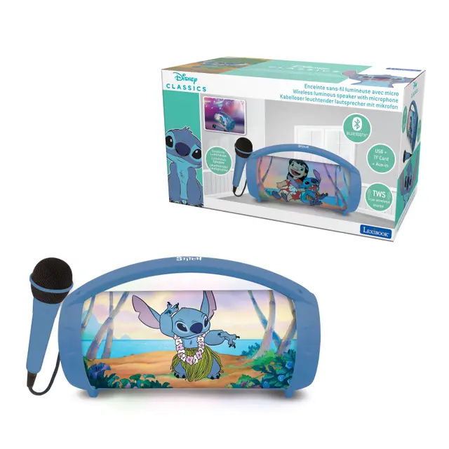 Diamètre 45cm Poids Max 50kg Lexibook Stitch, Enceinte Lumineuse Sur Pied Pour Enfant, Jeu