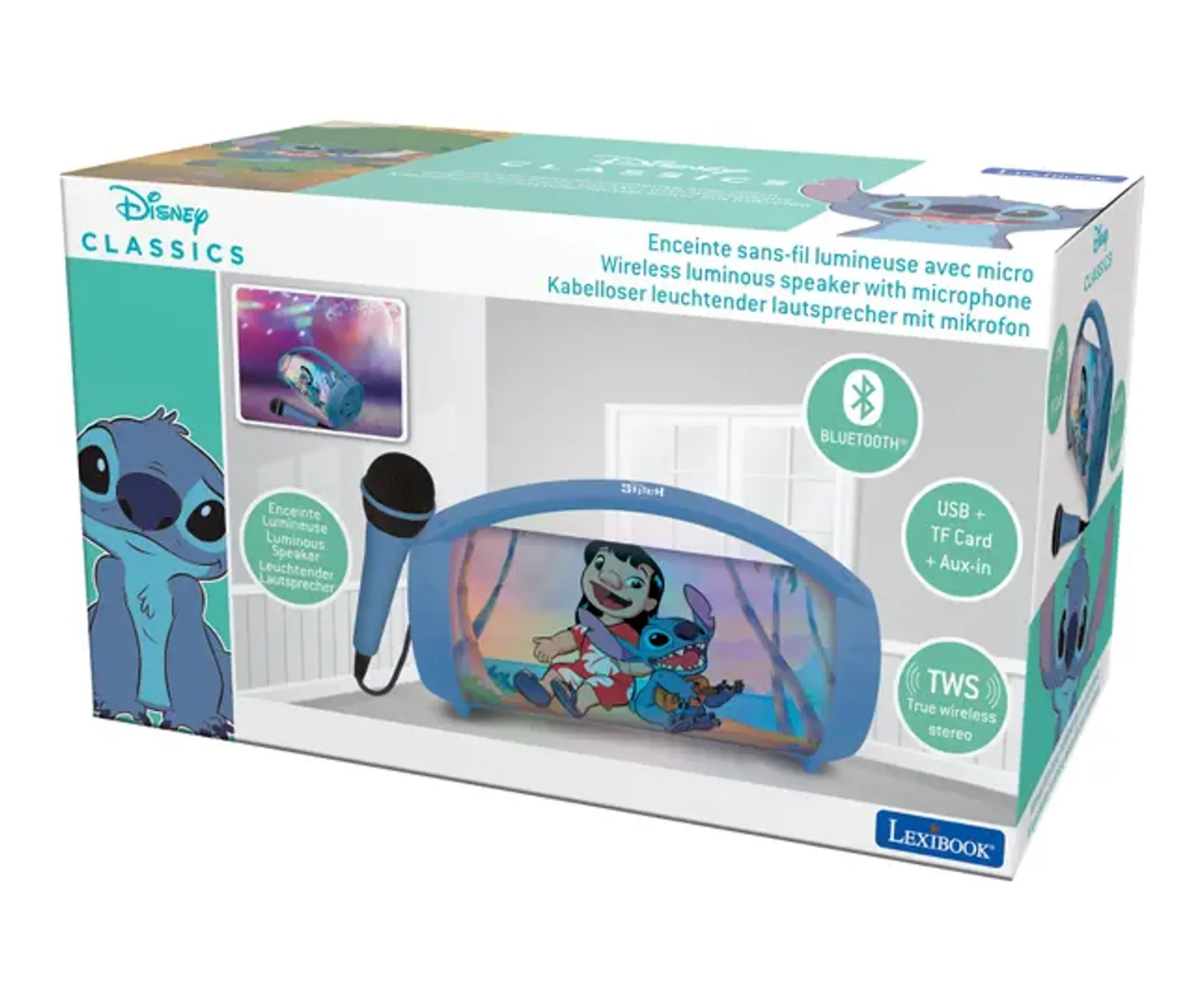 Lexibook Stitch heldere Bluetooth-luidspreker met microfoon - Blauw image