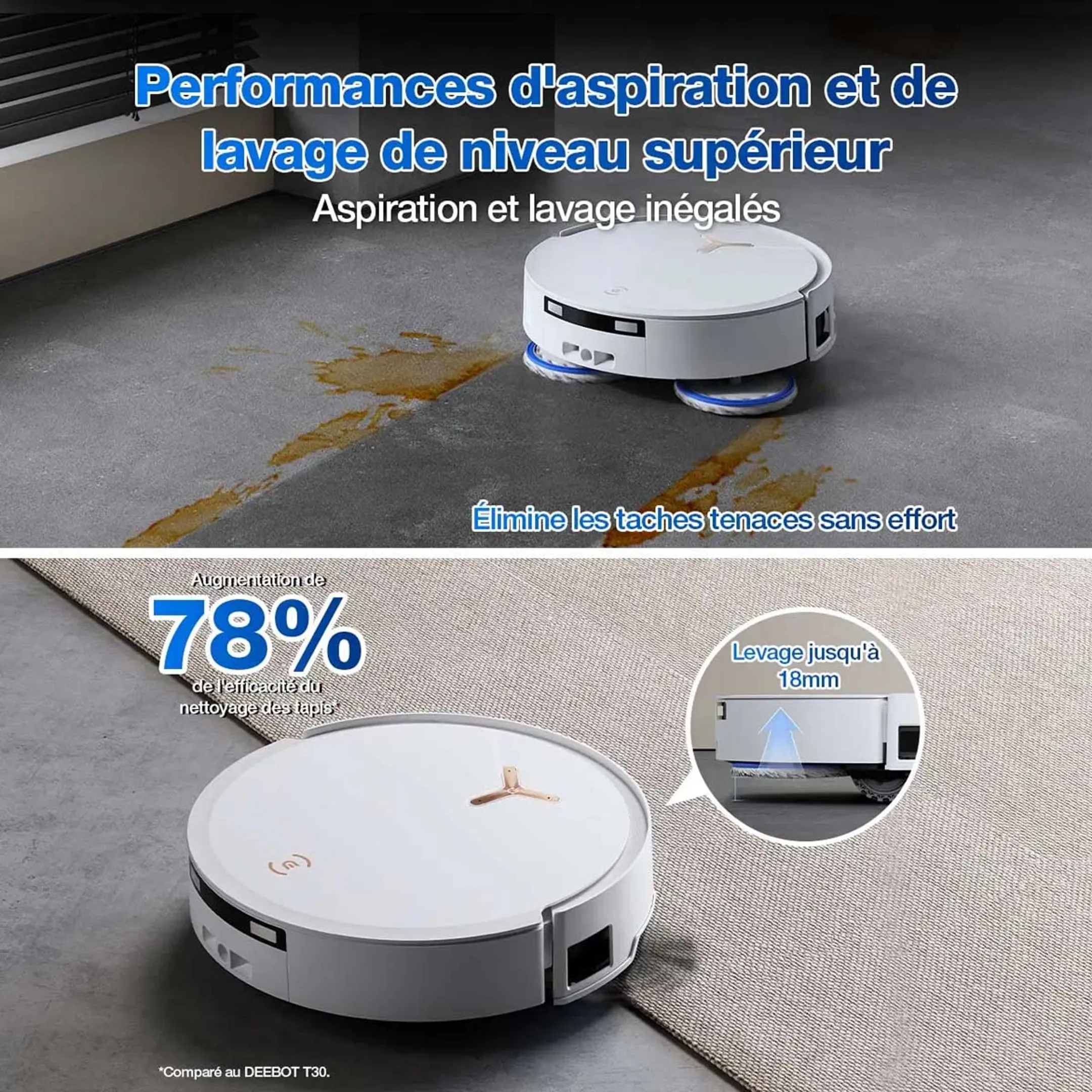 Ecovacs Aspirateur robot 2en1 T50 MAX PRO OMNI Blanc image