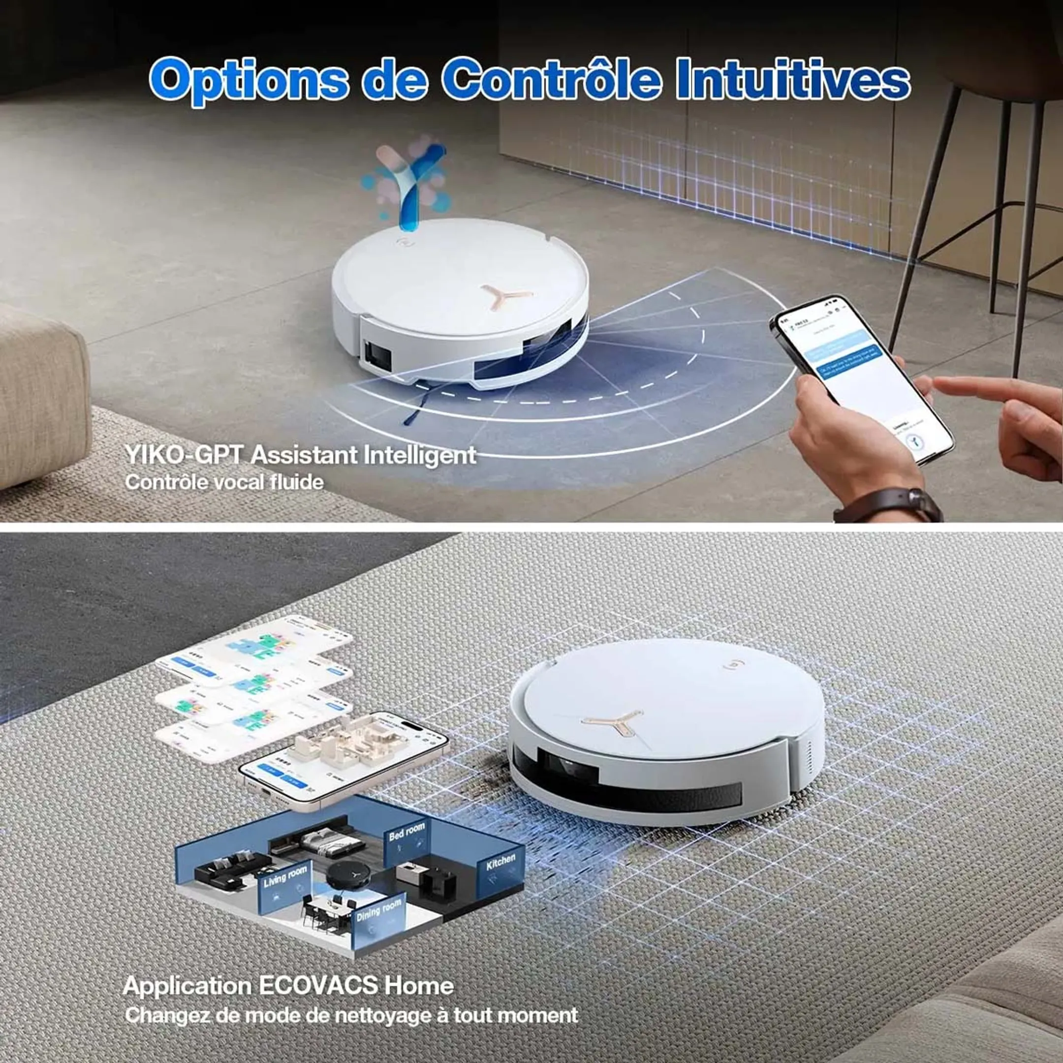 Ecovacs Aspirateur robot 2en1 T50 MAX PRO OMNI Blanc image