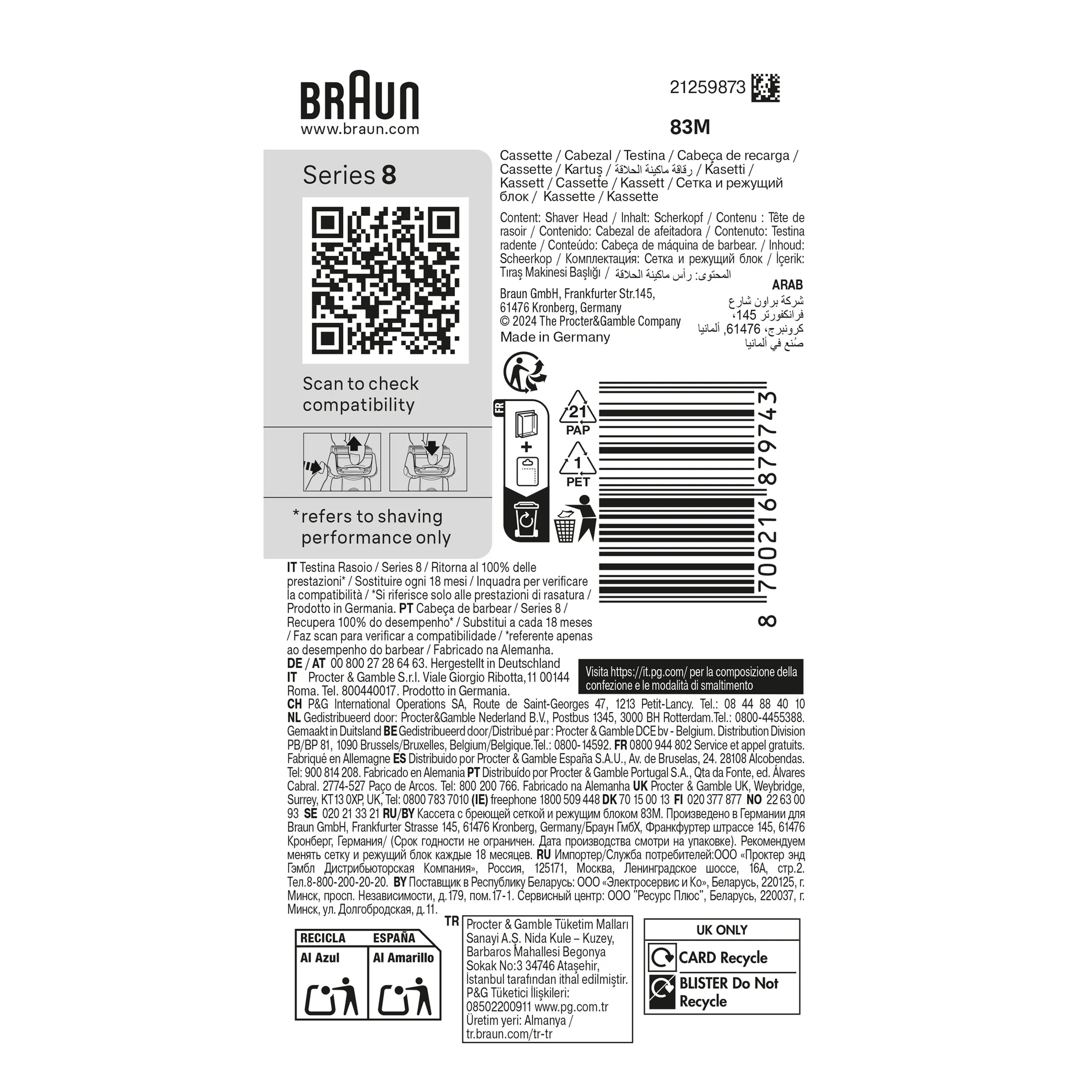 Braun Scheerblad voor Series 8 83M image