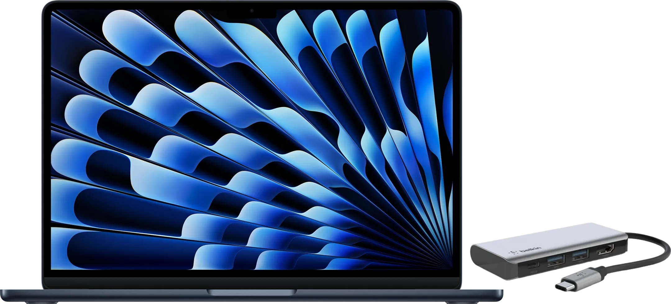 MacBook Air 13" M4 16 GB/256 GB Middernacht + USB-C 4-in-1 Multiport Adapter