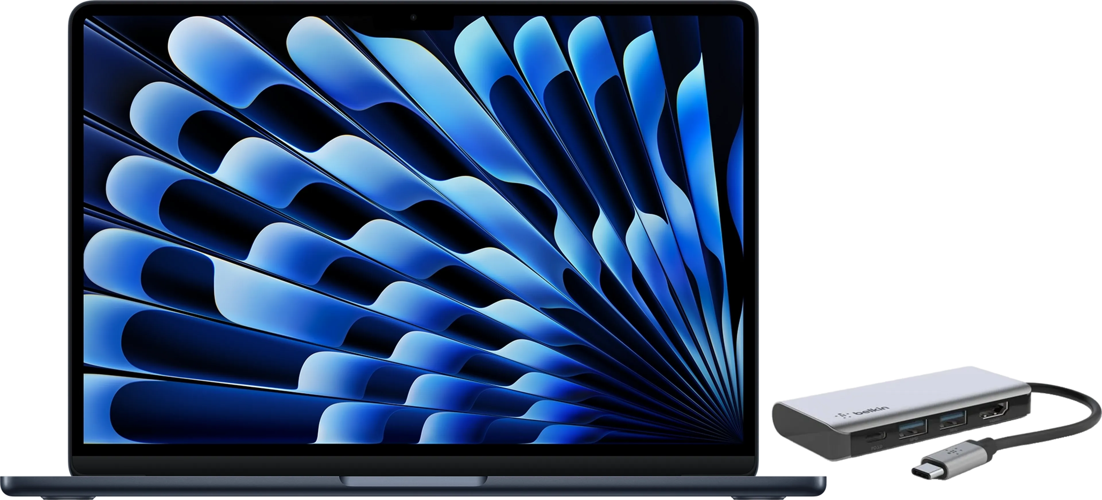 MacBook Air 13" M4 16 GB/256 GB Middernacht + USB-C 4-in-1 Multiport Adapter
