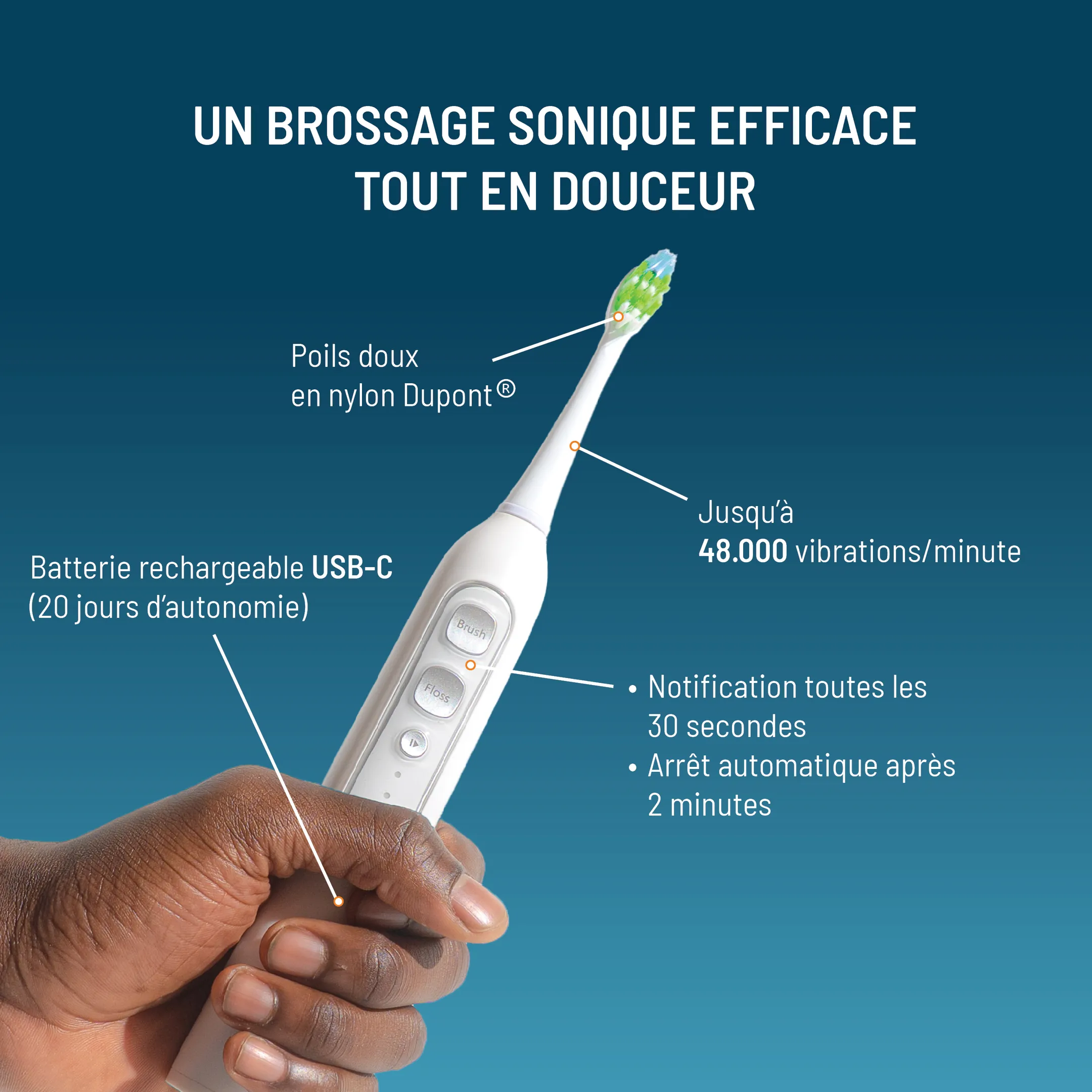 HAEPI Brosse à dents électrique 3-en-1 Julia image