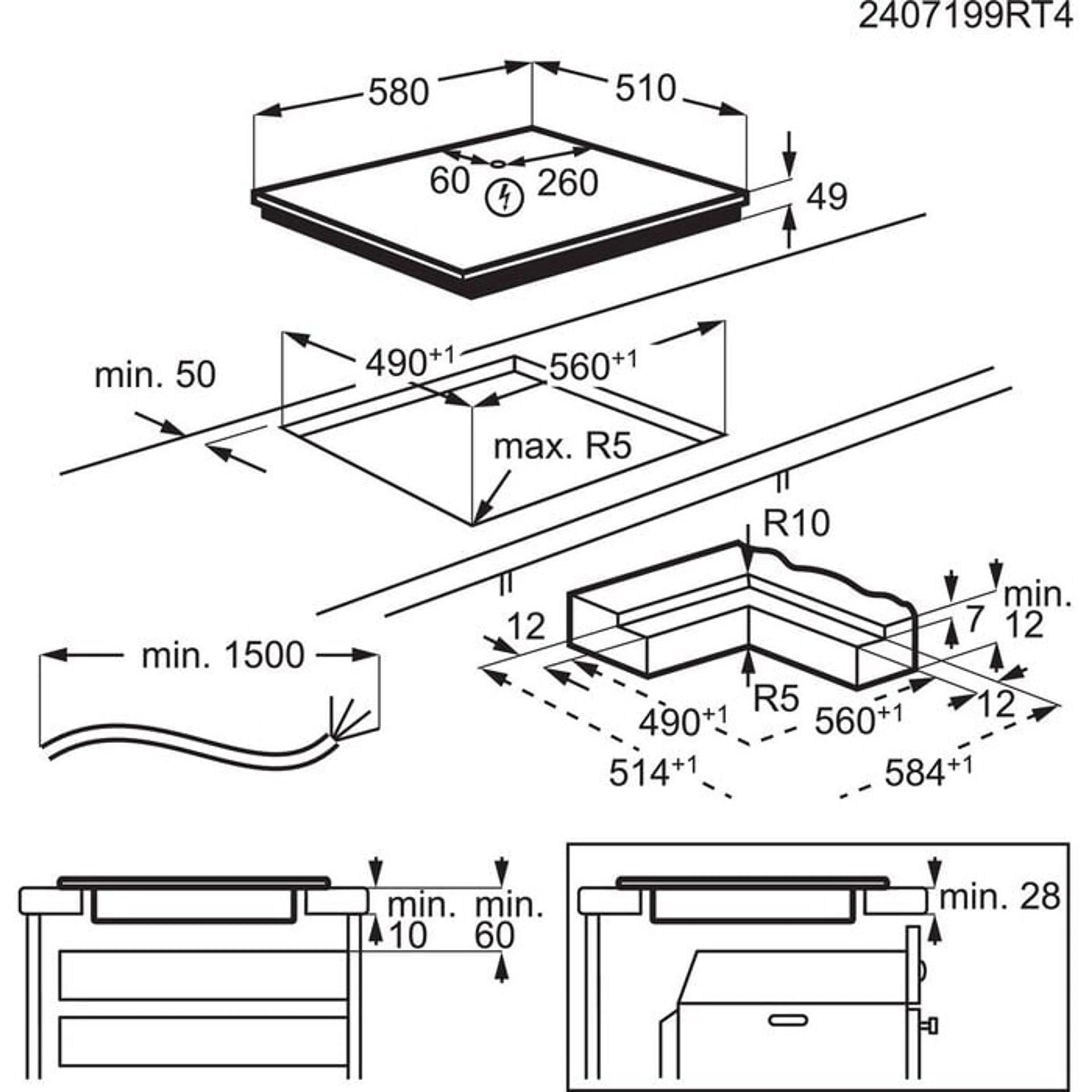 AEG Taque induction TO64IC0FIT SaphirMatt® SE 60 cm image