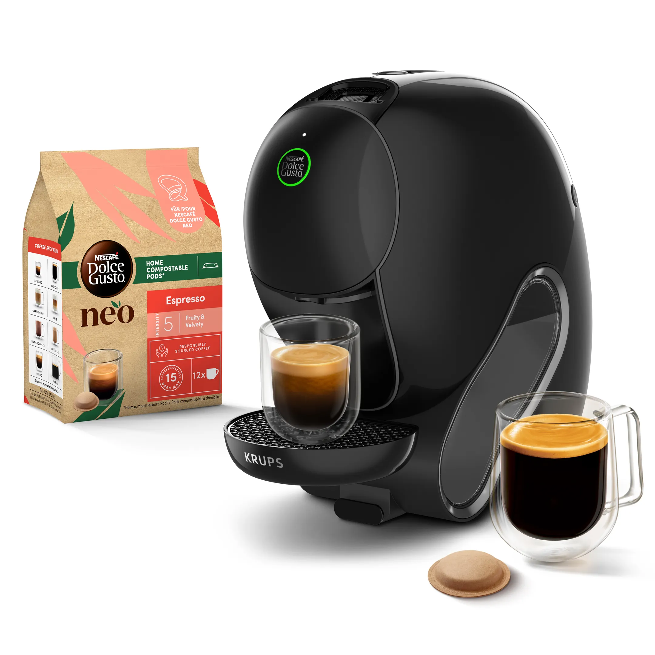Koffiemachine NESCAFÉ Dolce Gusto Caffé zwart + 3 dozen NEO pads