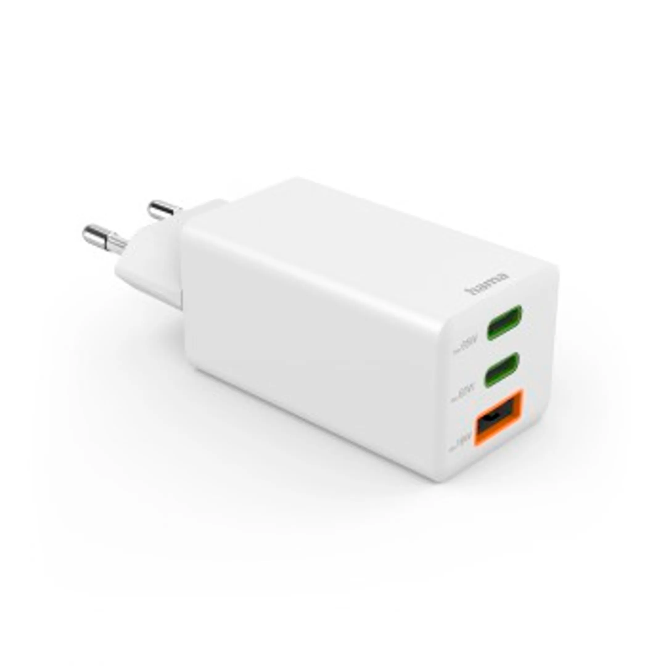 Hama Chargeur rapide, GaN, 2 USB-C, 1 USB-A, mini-chargeur, PD, 65 W, blanc image