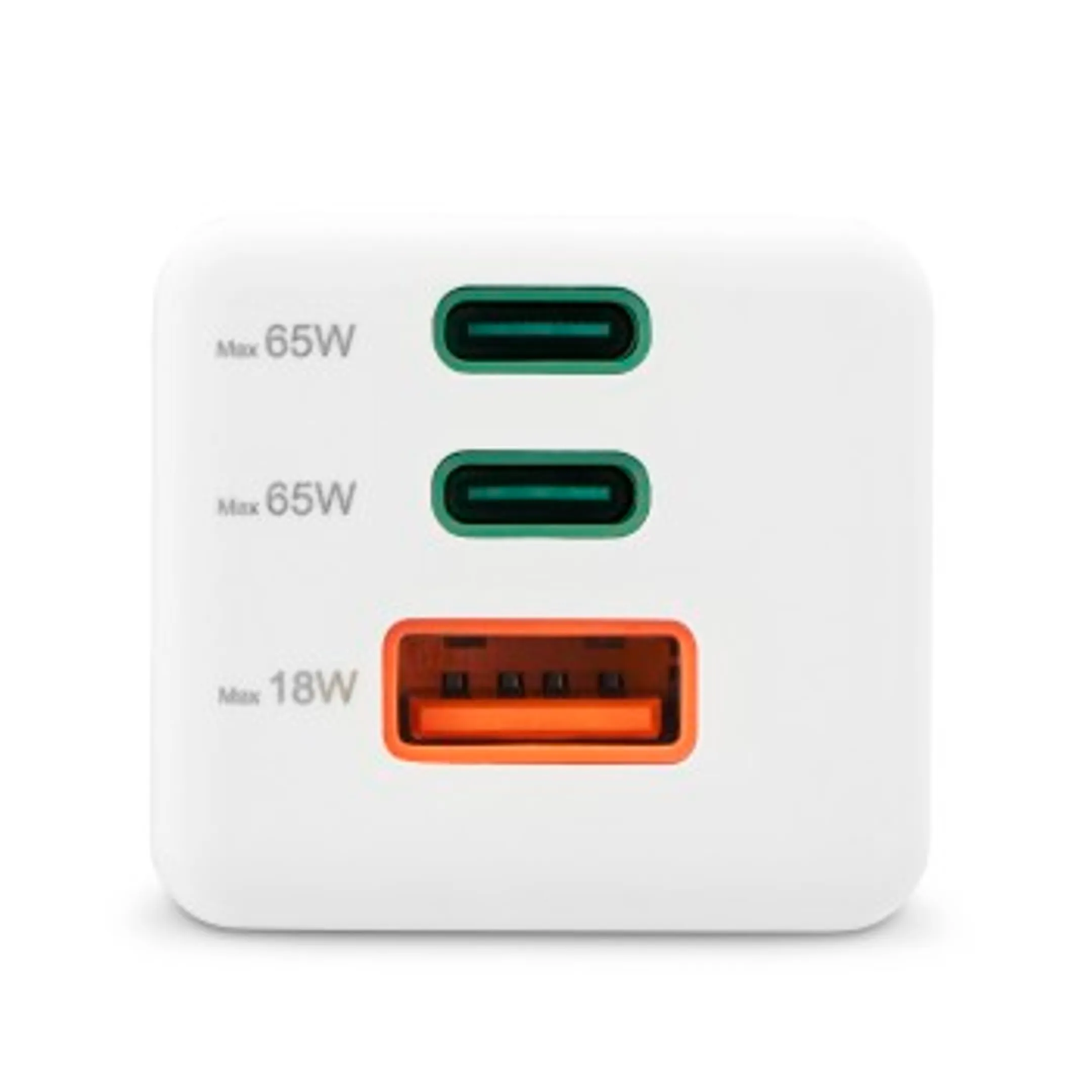 Hama Chargeur rapide, GaN, 2 USB-C, 1 USB-A, mini-chargeur, PD, 65 W, blanc image