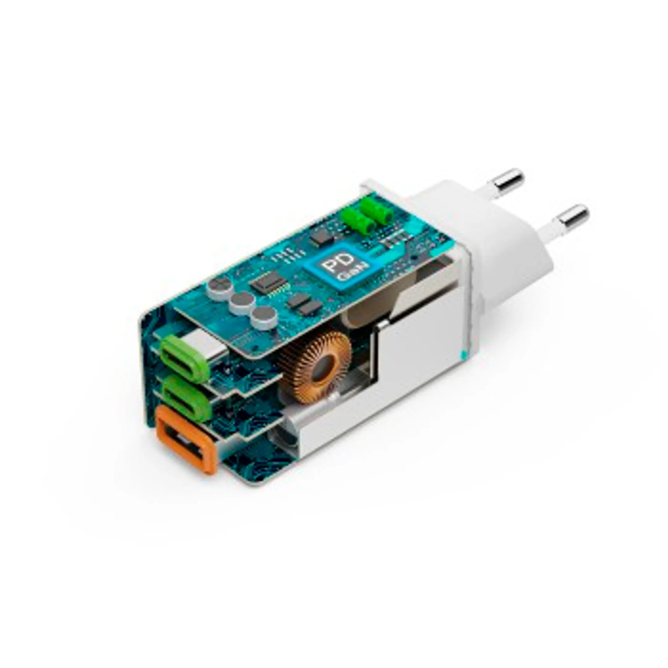 Hama Chargeur rapide, GaN, 2 USB-C, 1 USB-A, mini-chargeur, PD, 65 W, blanc image