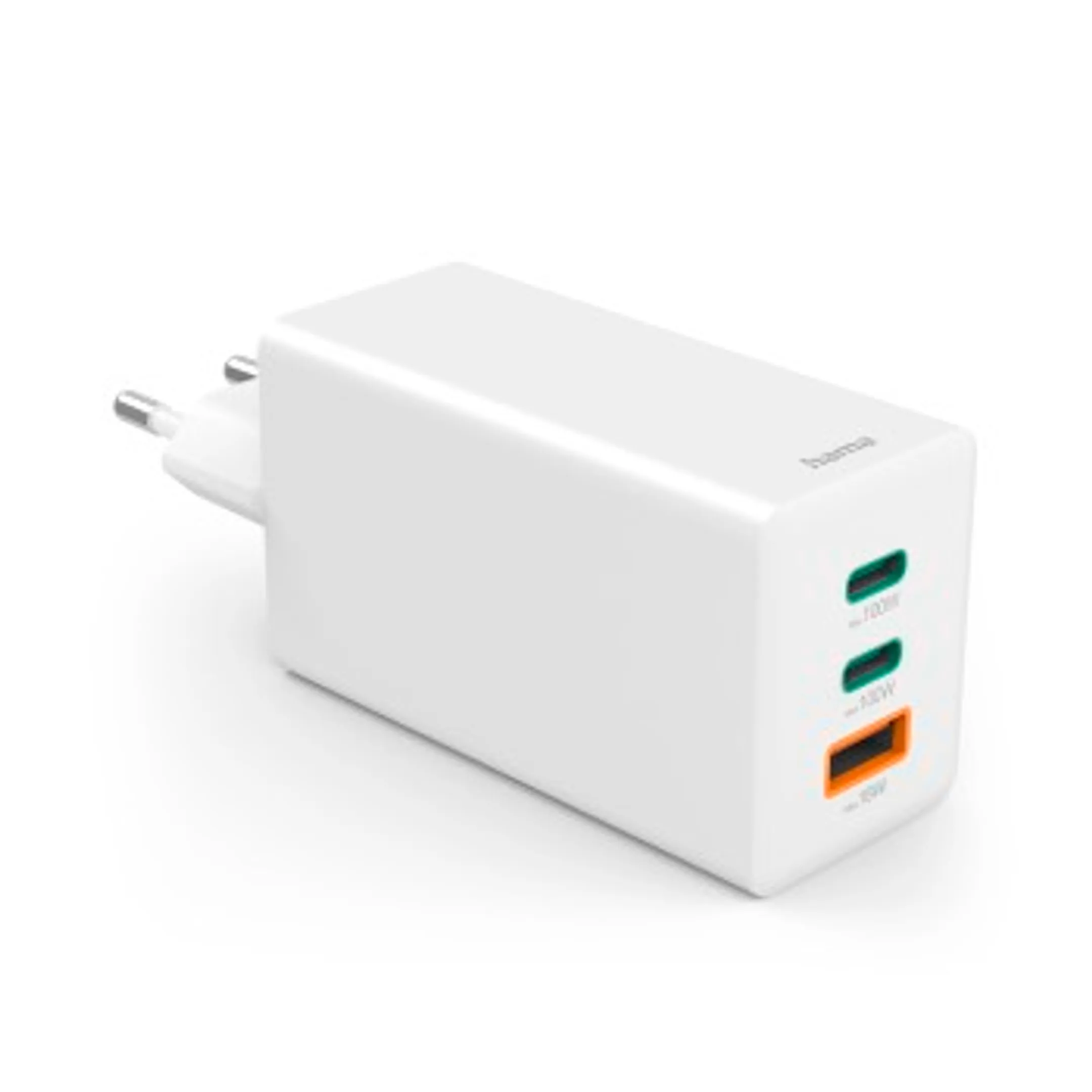 Hama Chargeur rapide, GaN, 2 USB-C, 1 USB-A, mini-chargeur, PD, 100 W, blanc image