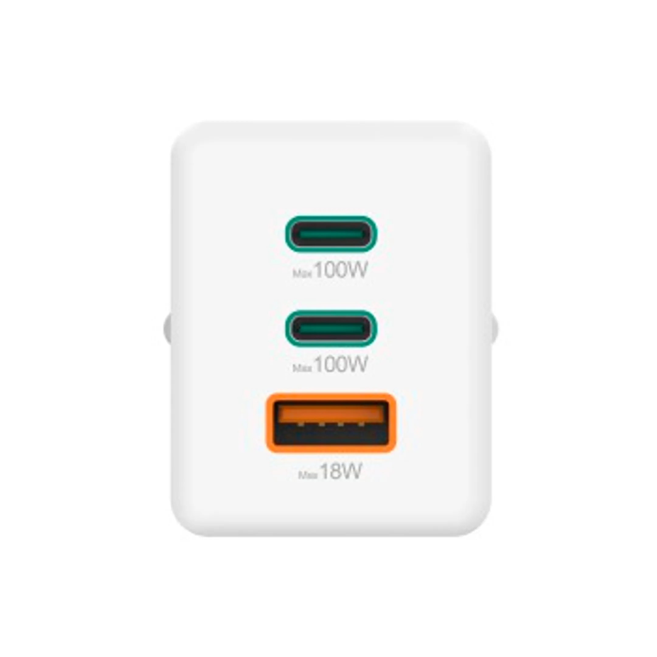 Hama Chargeur rapide, GaN, 2 USB-C, 1 USB-A, mini-chargeur, PD, 100 W, blanc image