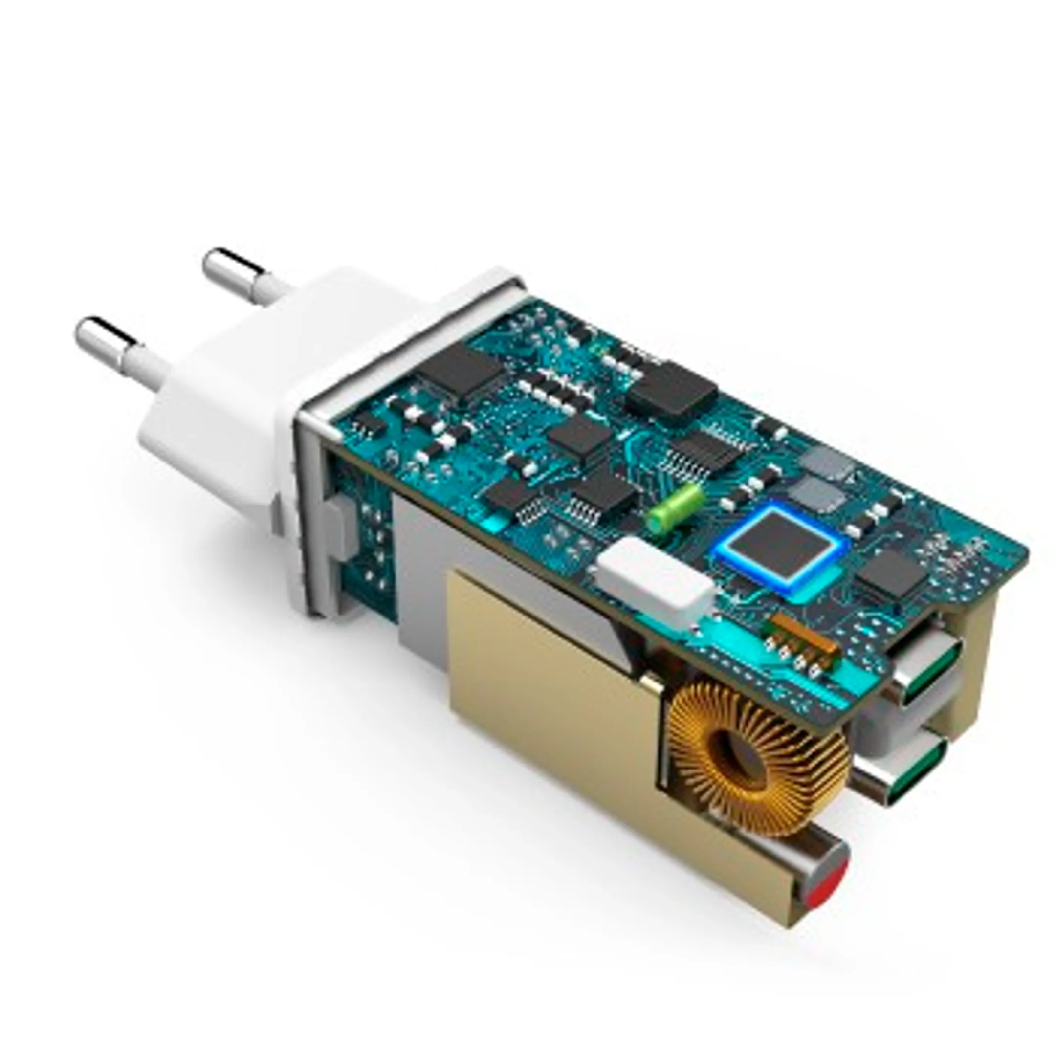 Hama Chargeur rapide, 2 x USB-C, PD / Qualcomm®, mini-chargeur, 35 W, blanc image