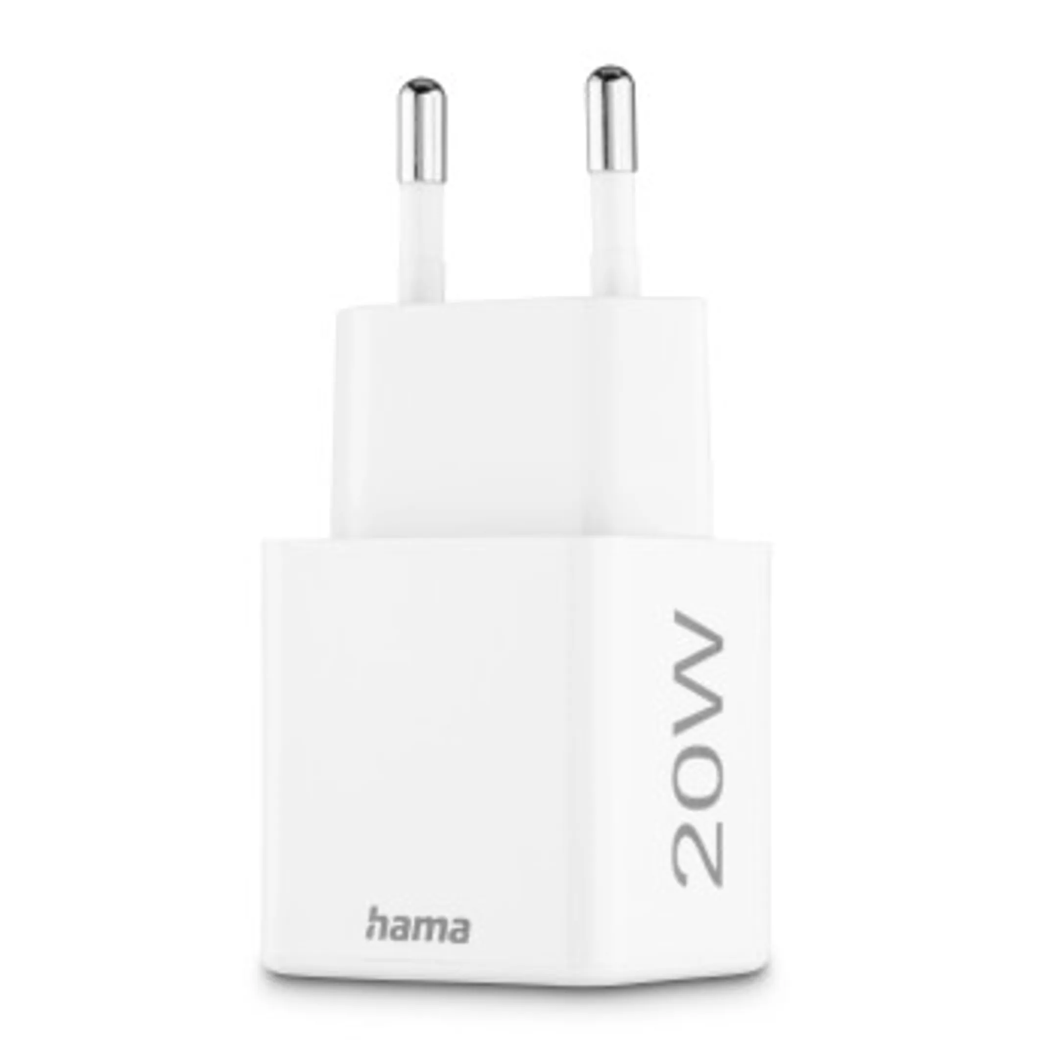 Hama Chargeur rapide, 1 USB-C, 1 USB-A, mini-chargeur, PD, 20 W, blanc image