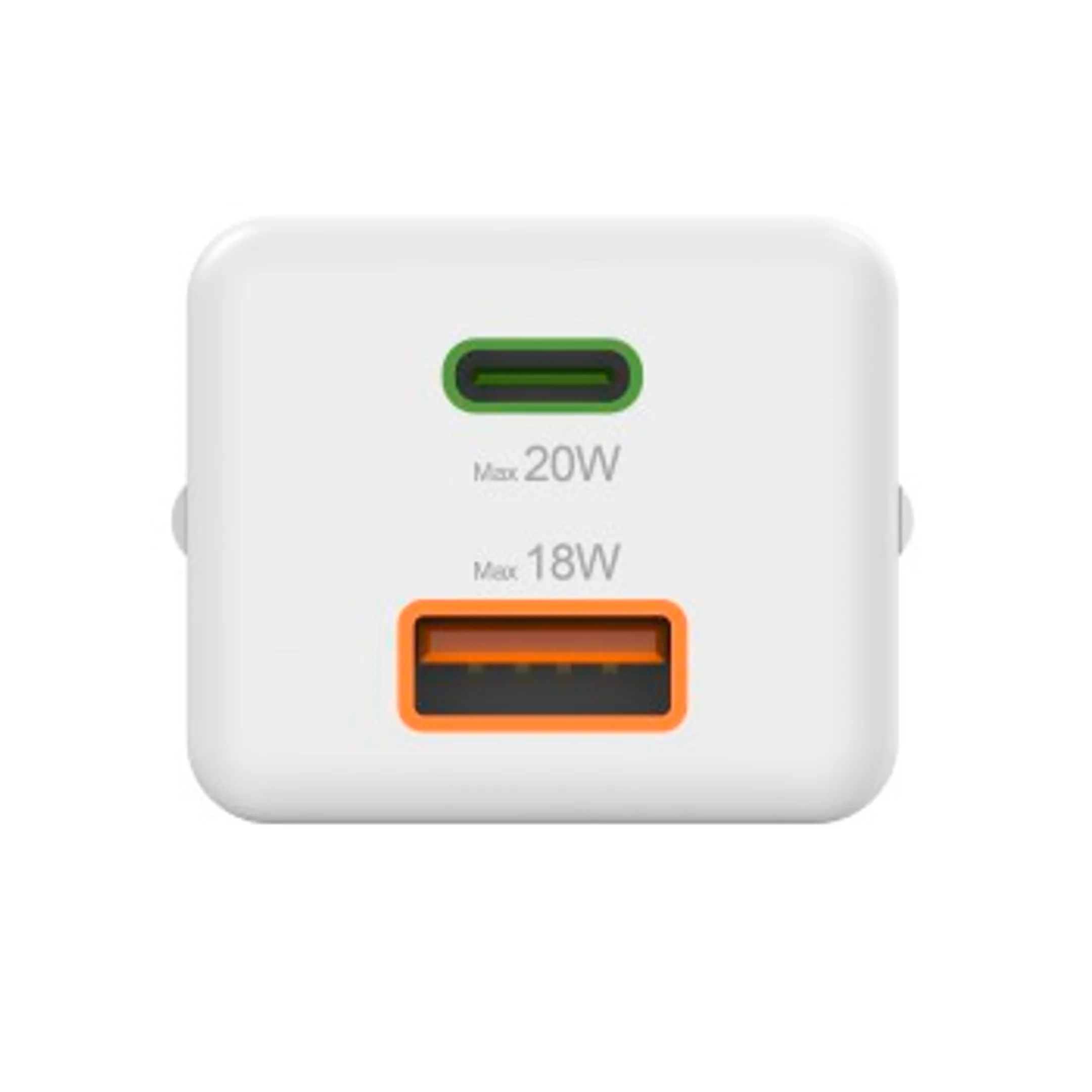 Hama Chargeur rapide, 1 USB-C, 1 USB-A, mini-chargeur, PD, 20 W, blanc image