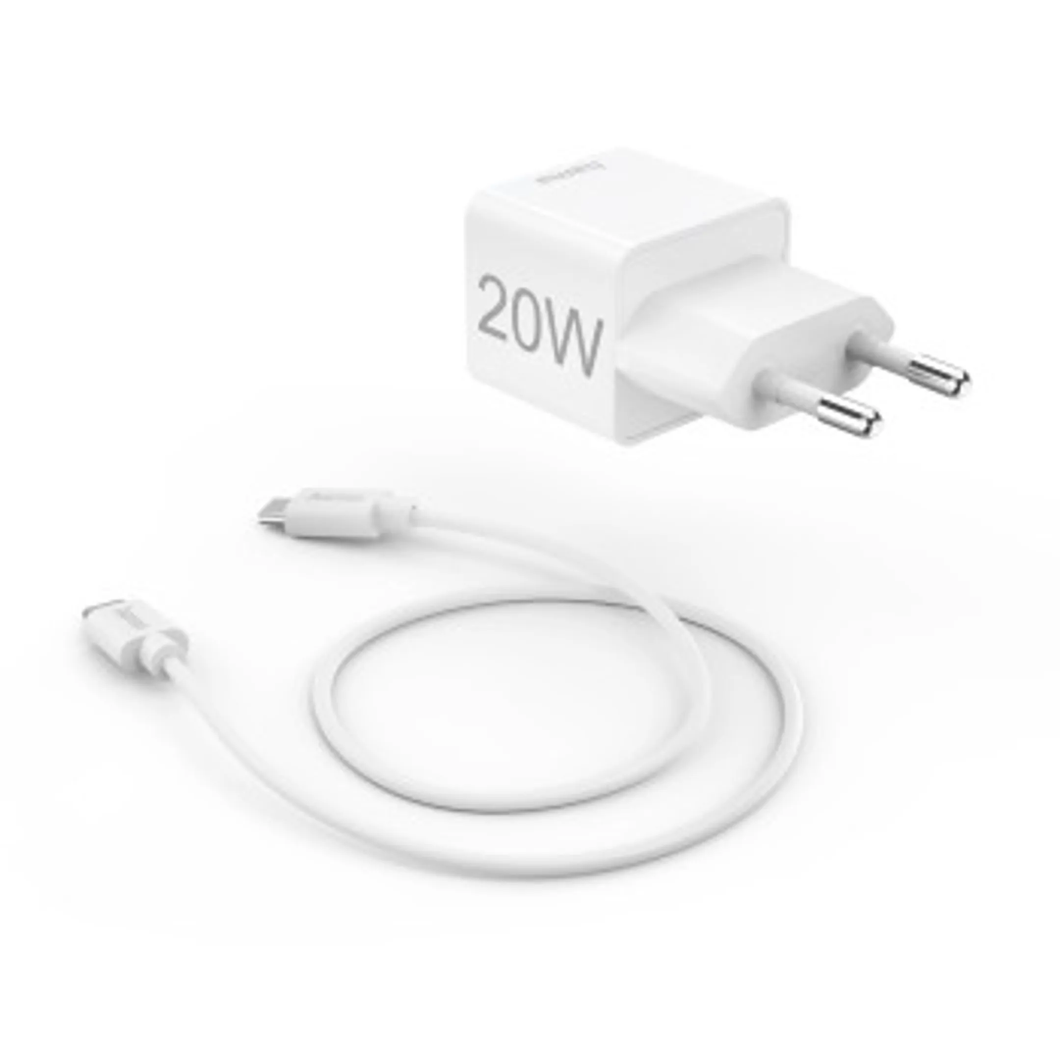 Hama Snellader met oplaadkabel USB-C, mini-oplader, PD, 20 W, 1 m, wit image