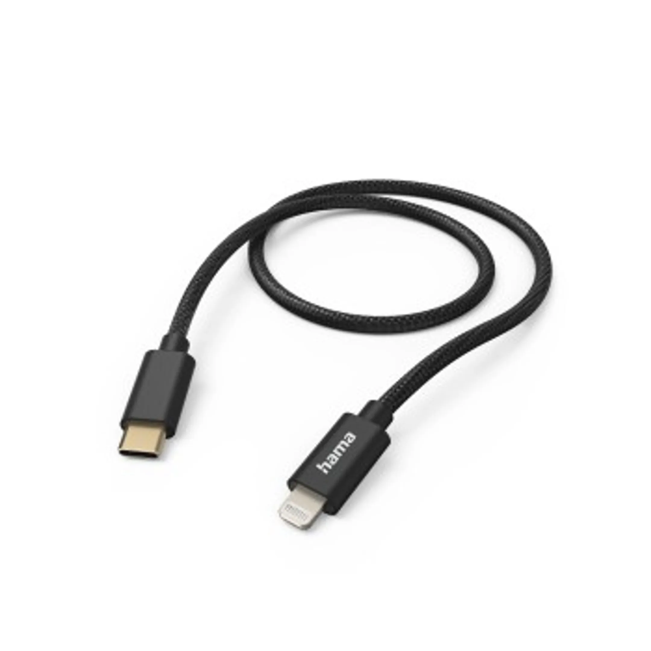 Hama Oplaadkabel "Fabric", USB-C - Lightning, 1,5 m, nylon, voor iPhone, zwart image