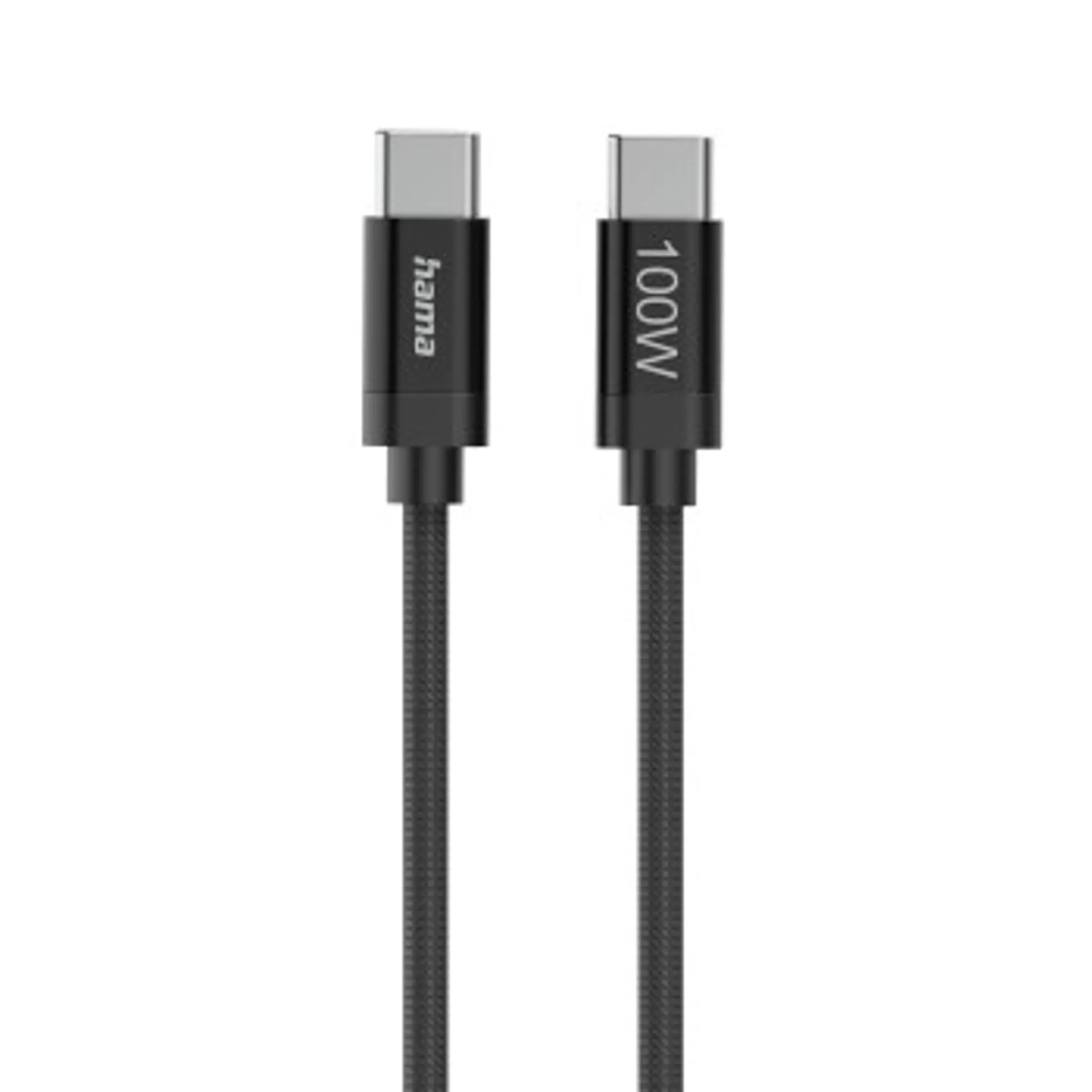Câble de charge "Fabric" USB-C - USB-C, 100 W, 1,5 m, nylon, Noir