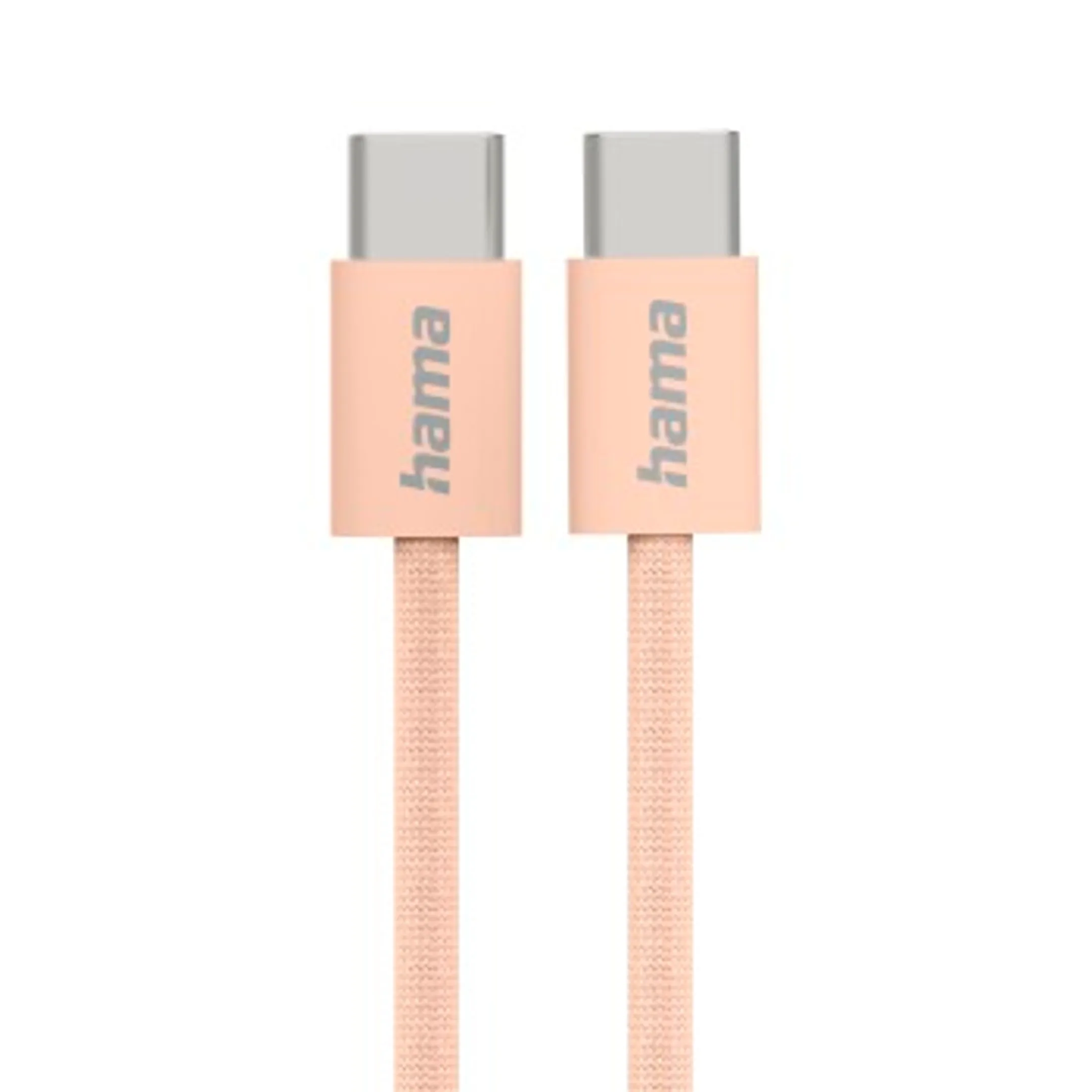 Hama Oplaadkabel "Fabric", USB-C - USB-C, 1m, nylon, oranje image