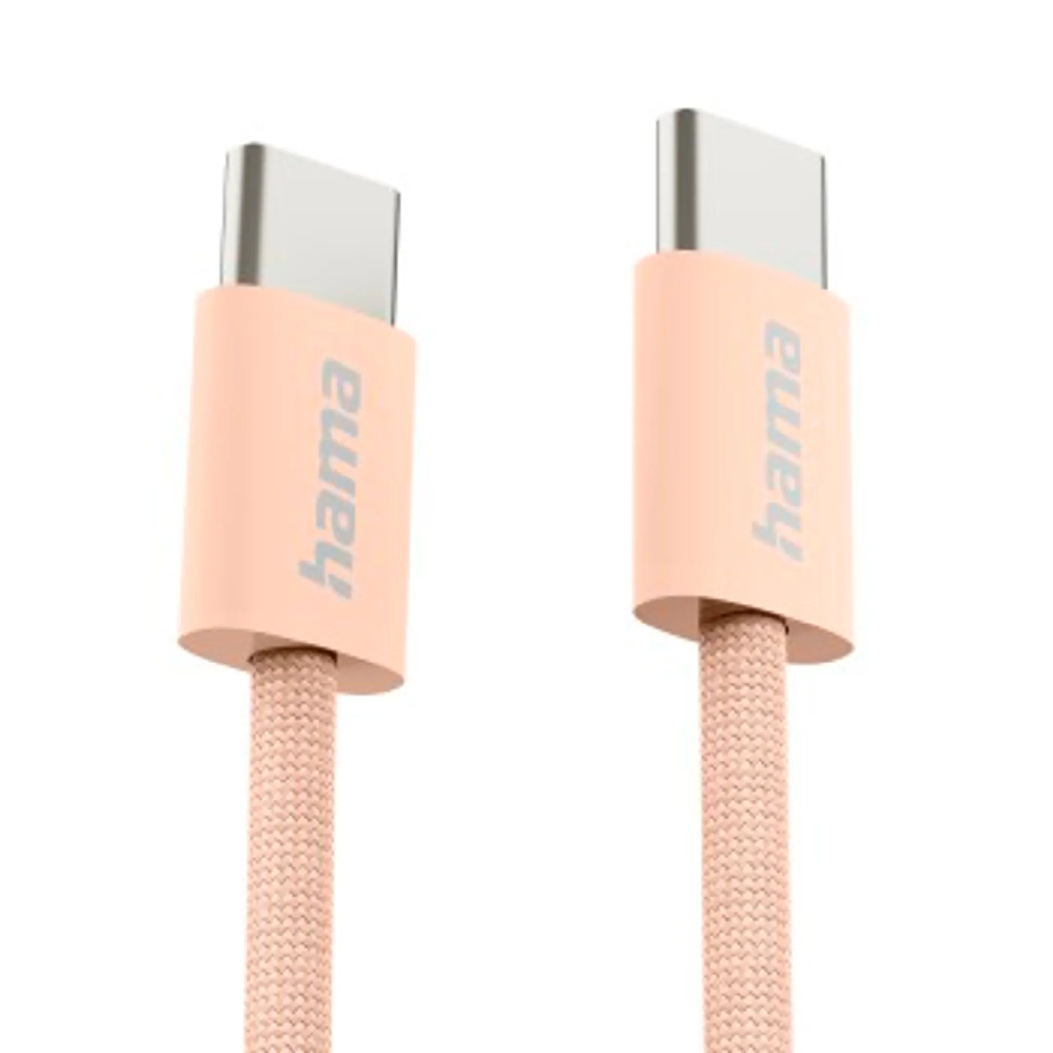 Hama Oplaadkabel "Fabric", USB-C - USB-C, 1m, nylon, oranje image