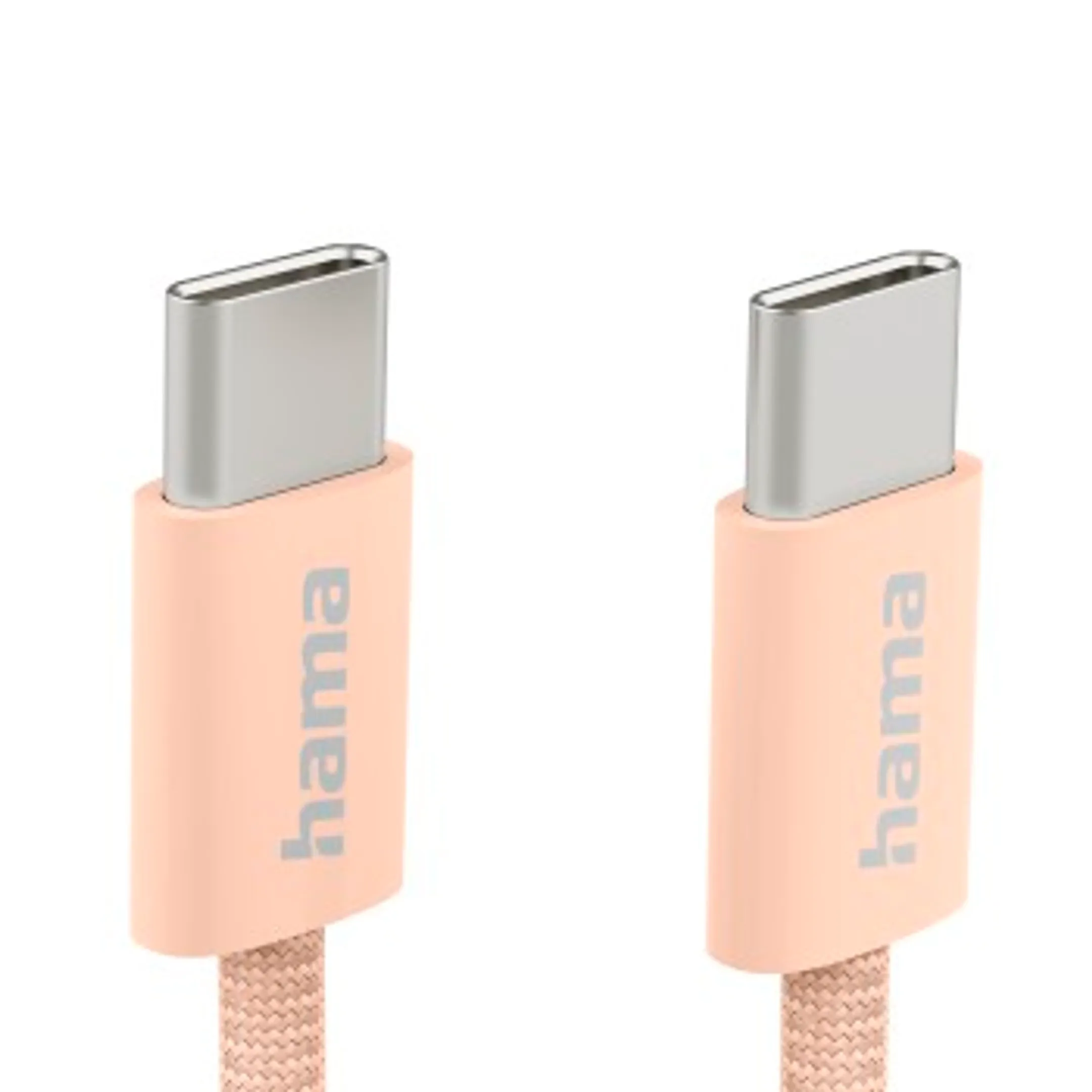 Hama Oplaadkabel "Fabric", USB-C - USB-C, 1m, nylon, oranje image