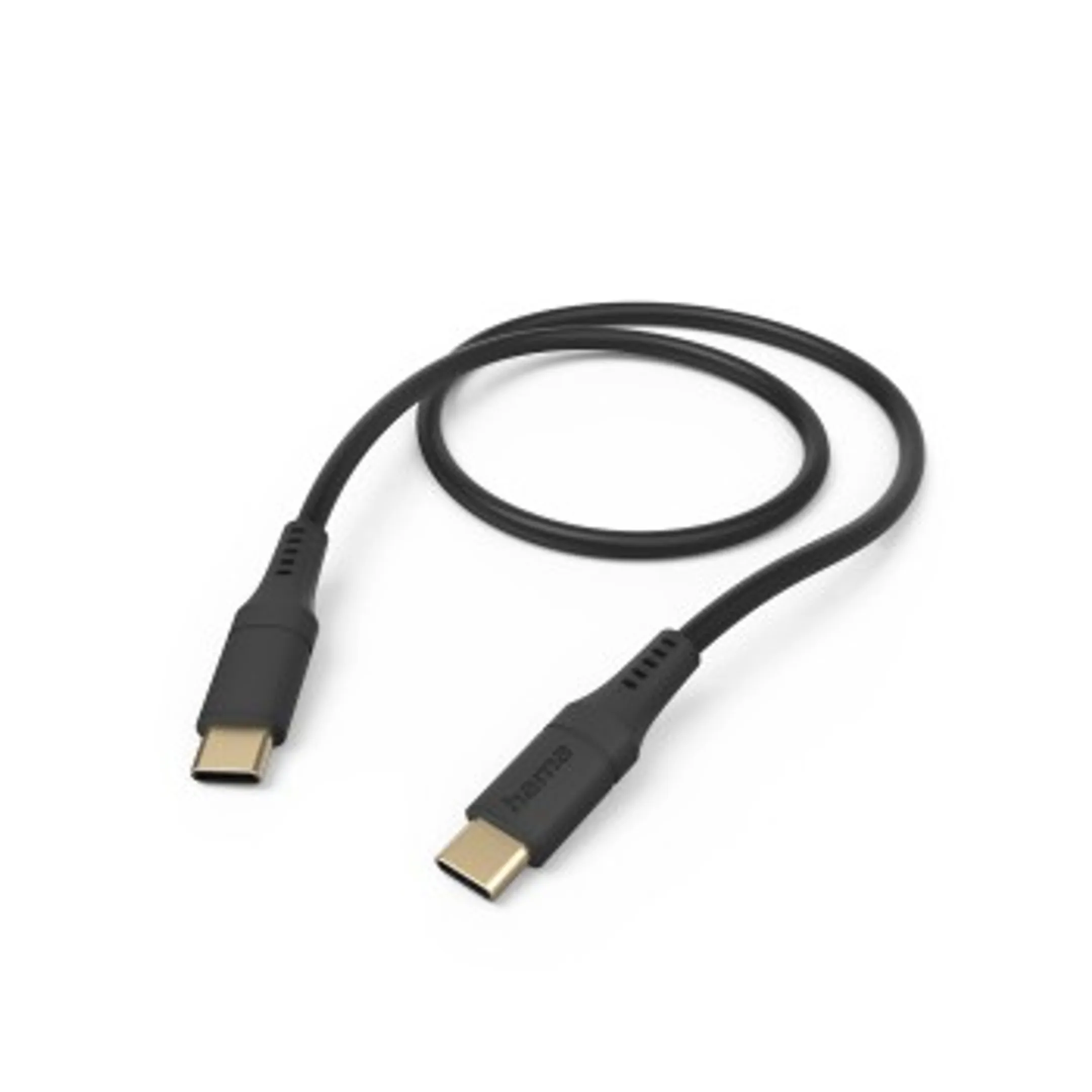 Oplaadkabel "Flexible", USB-C - USB-C, 1,5 m, silicone, zwart