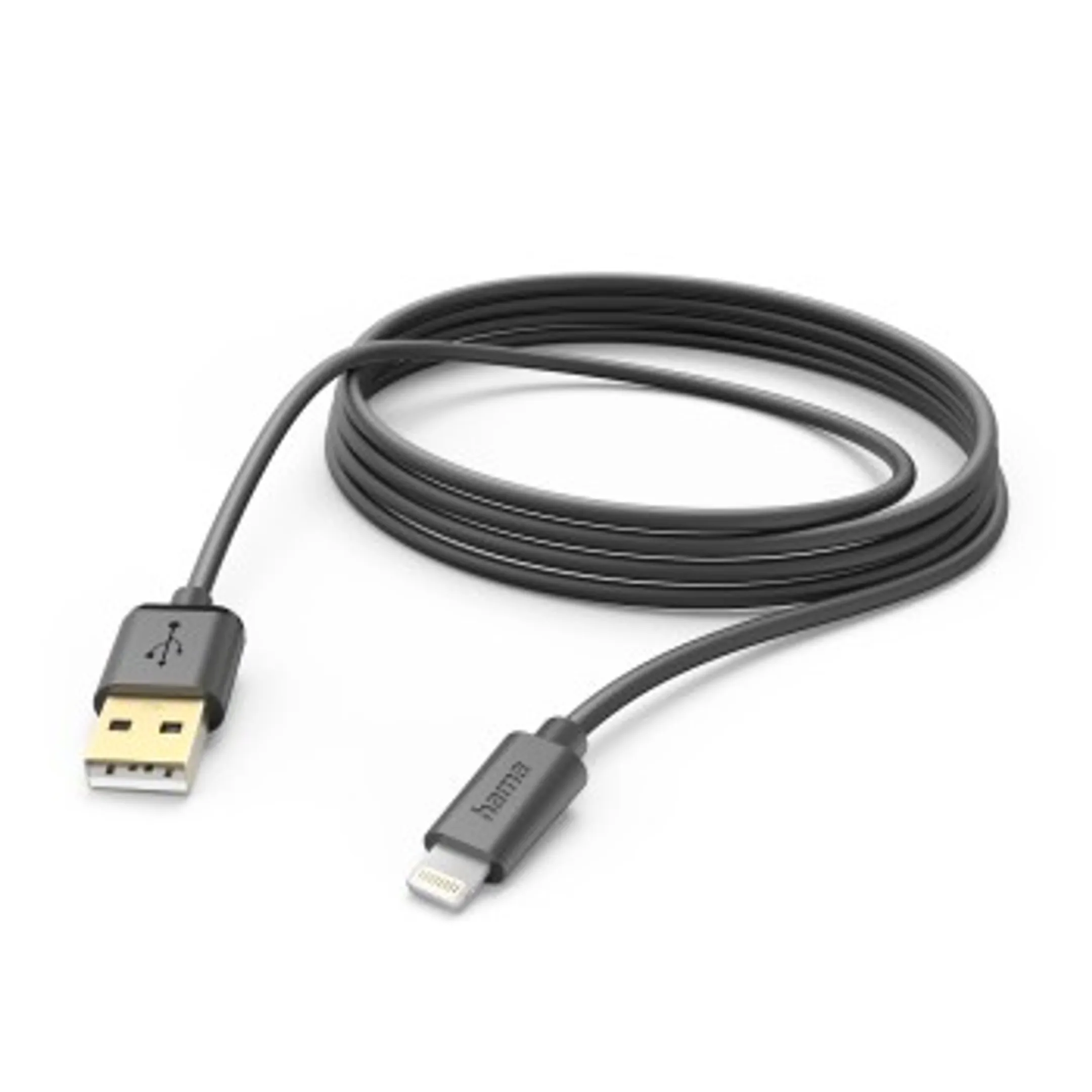 Oplaadkabel, USB-A - Lightning, 3 m, zwart