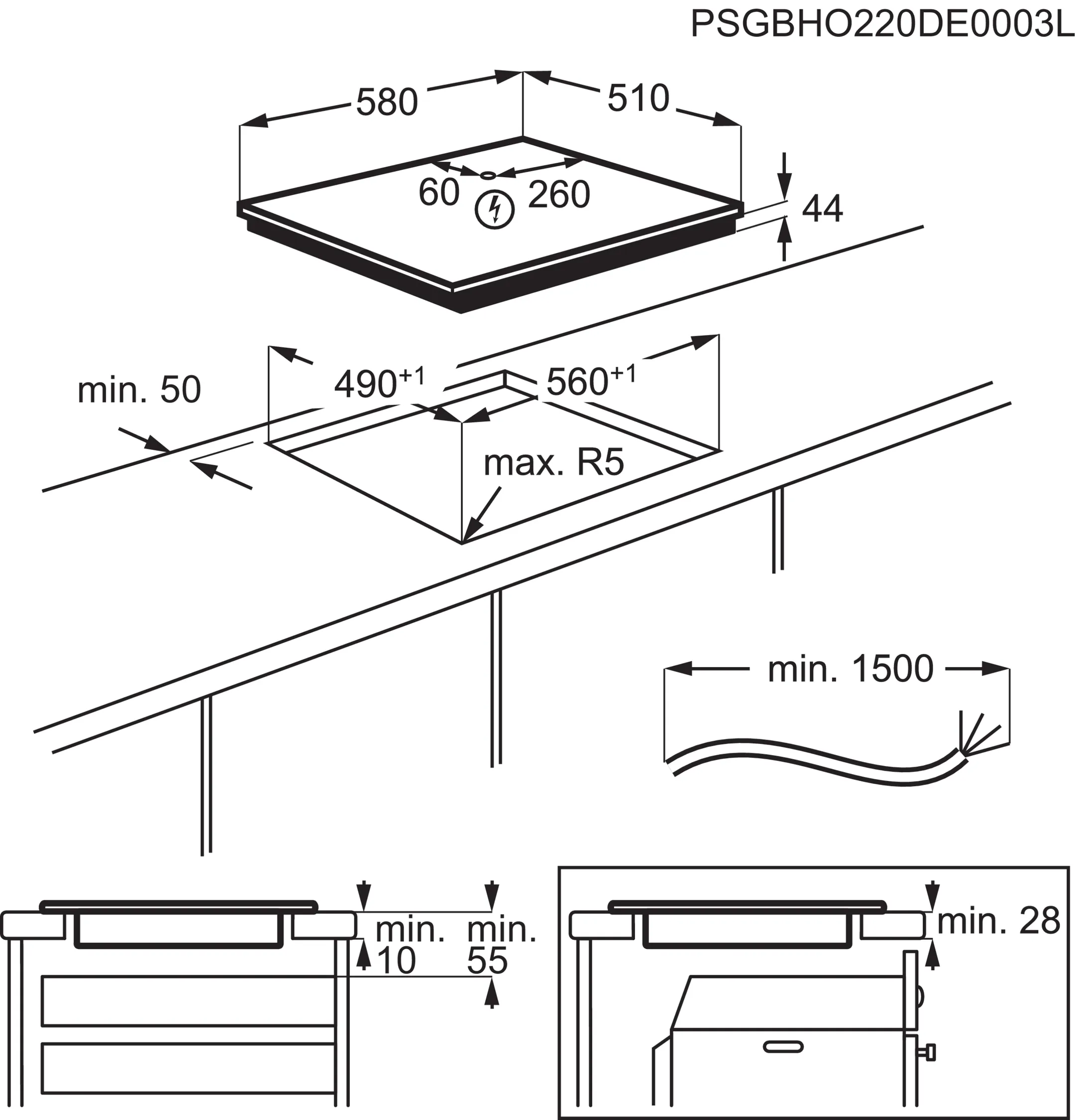AEG Taque induction TO64IB00IT SaphirMatt® SE 60 cm image