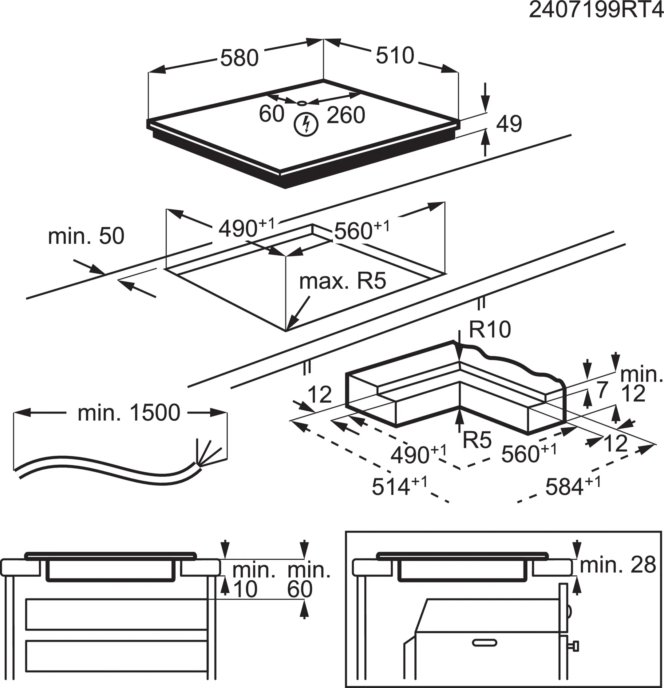AEG Taque induction TO64IC0FIT SaphirMatt® SE 60 cm image