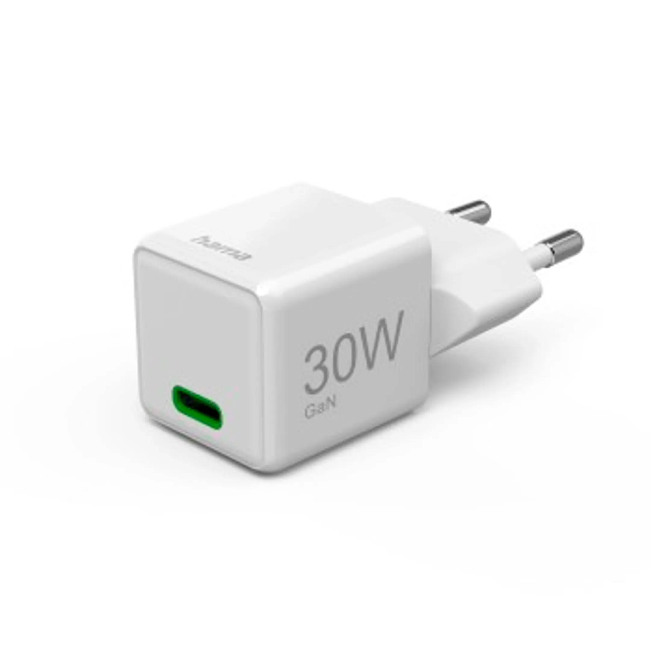 Snellader, GaN, USB-C, Super-Mini-Charger, PD, 30 W, wit