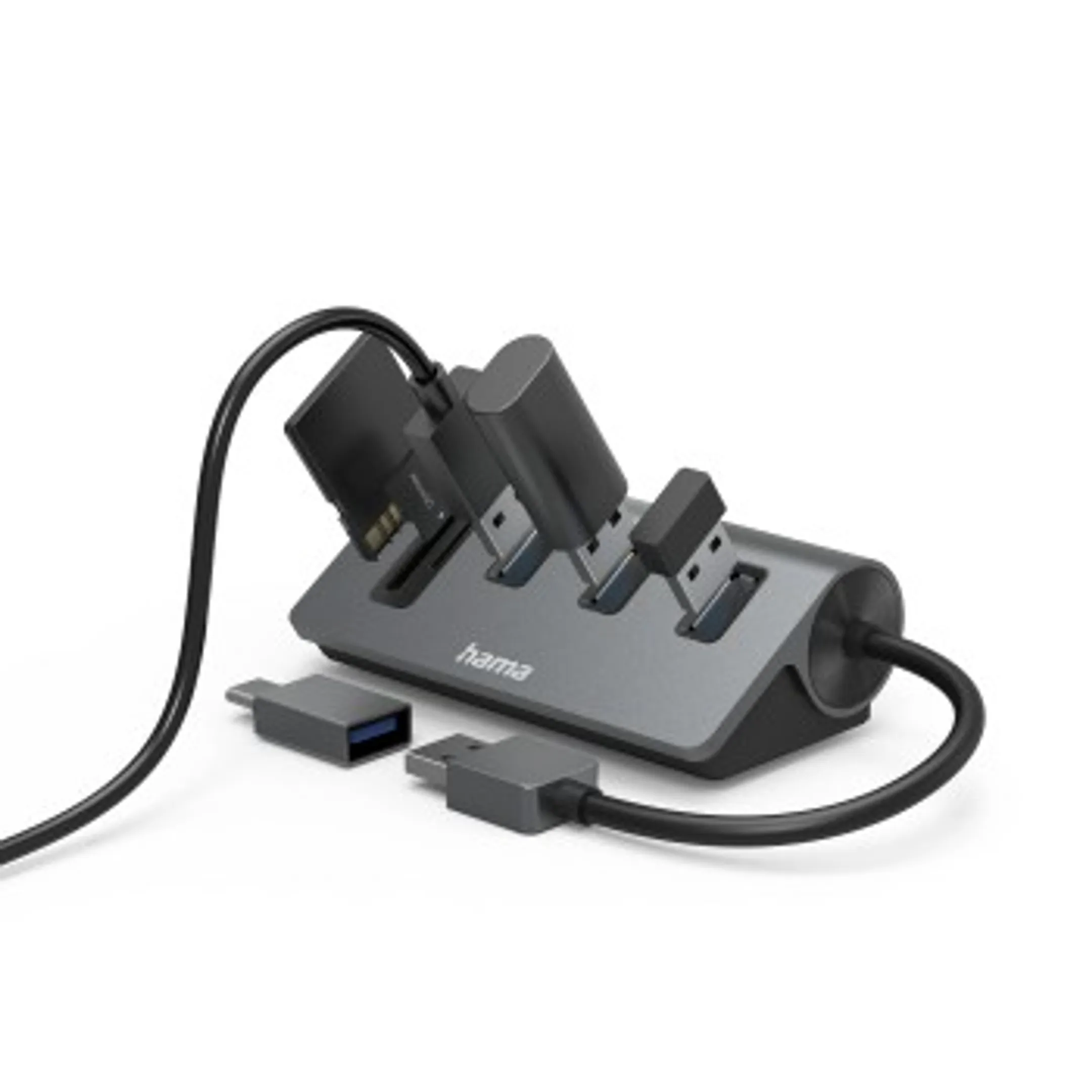 Hama OTG-hub / kaartlezer, 5-poorts, 3x USB-A, SD, microSD, incl. USB-C-adapter image