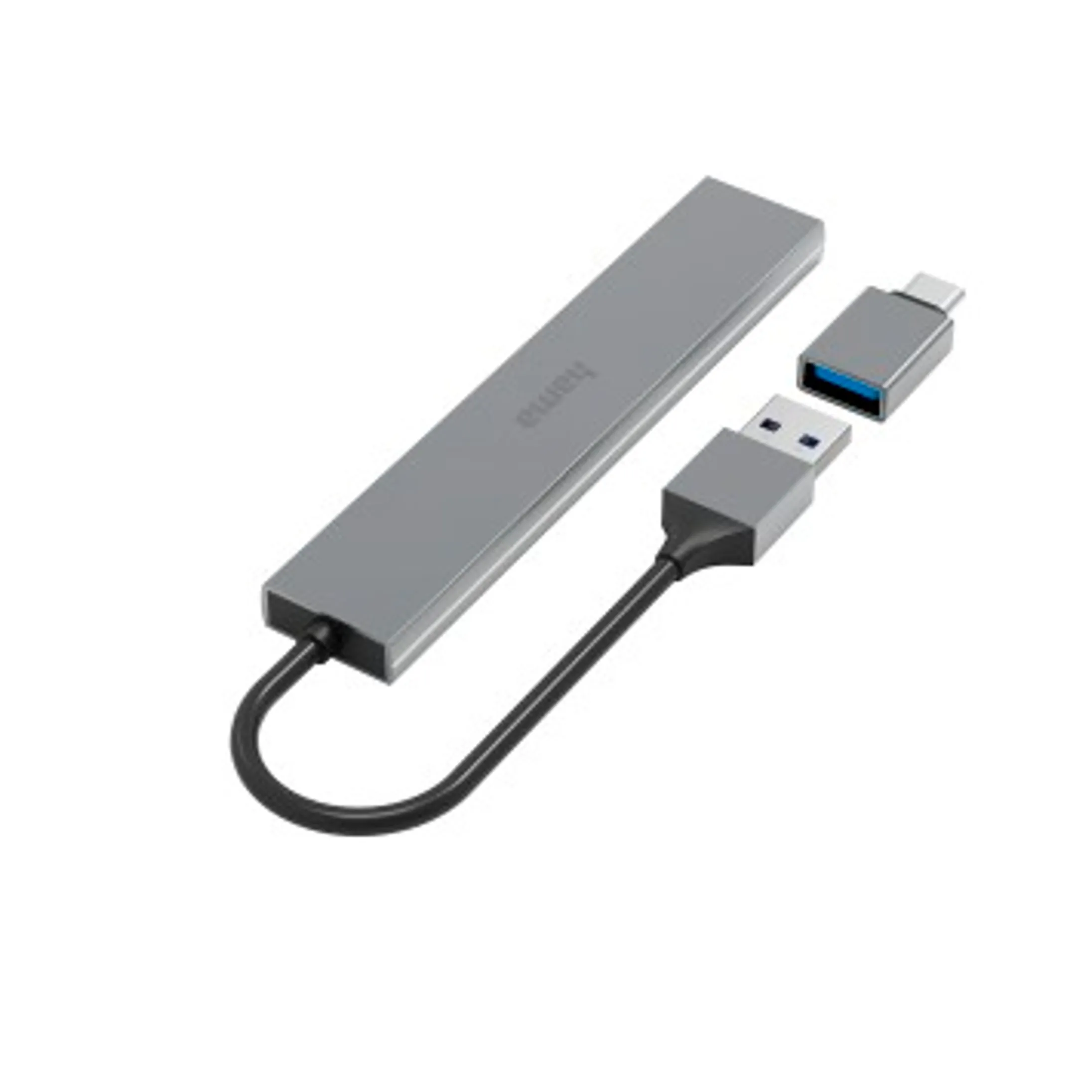 Hama Hub USB, 4 ports, USB 3.2 Gen1, 5 Gbit / s, ultraslim avec adaptateur USB-C image