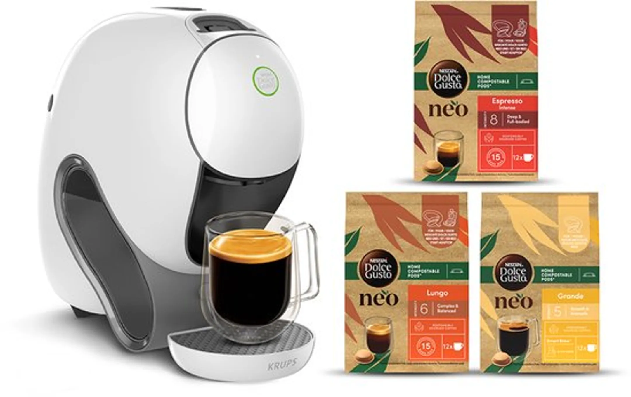 Machine à café NESCAFÉ Dolce Gusto Caffé blanc + 3 boîtes Pods NEO
