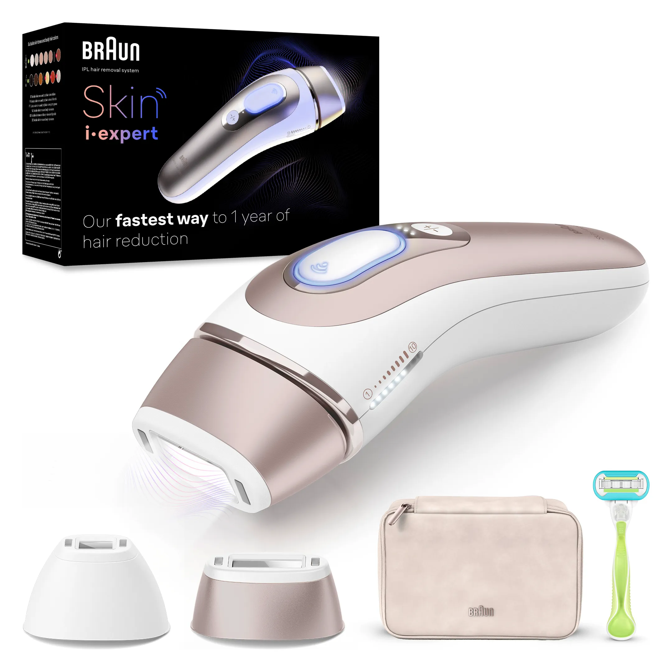 Braun Épilateur À Lumière Pulsée Intelligent Skin i·expert, Pochette, Rasoir Venus, 2 Têtes, PL7147 image