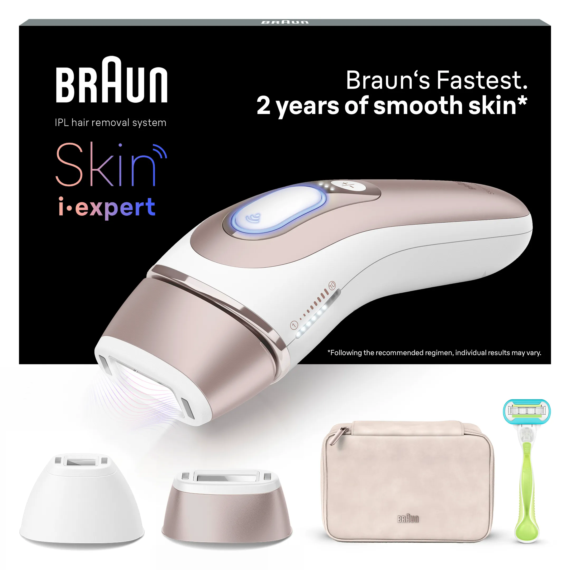 Braun Épilateur À Lumière Pulsée Intelligent Skin i·expert, Pochette, Rasoir Venus, 2 Têtes, PL7147 image