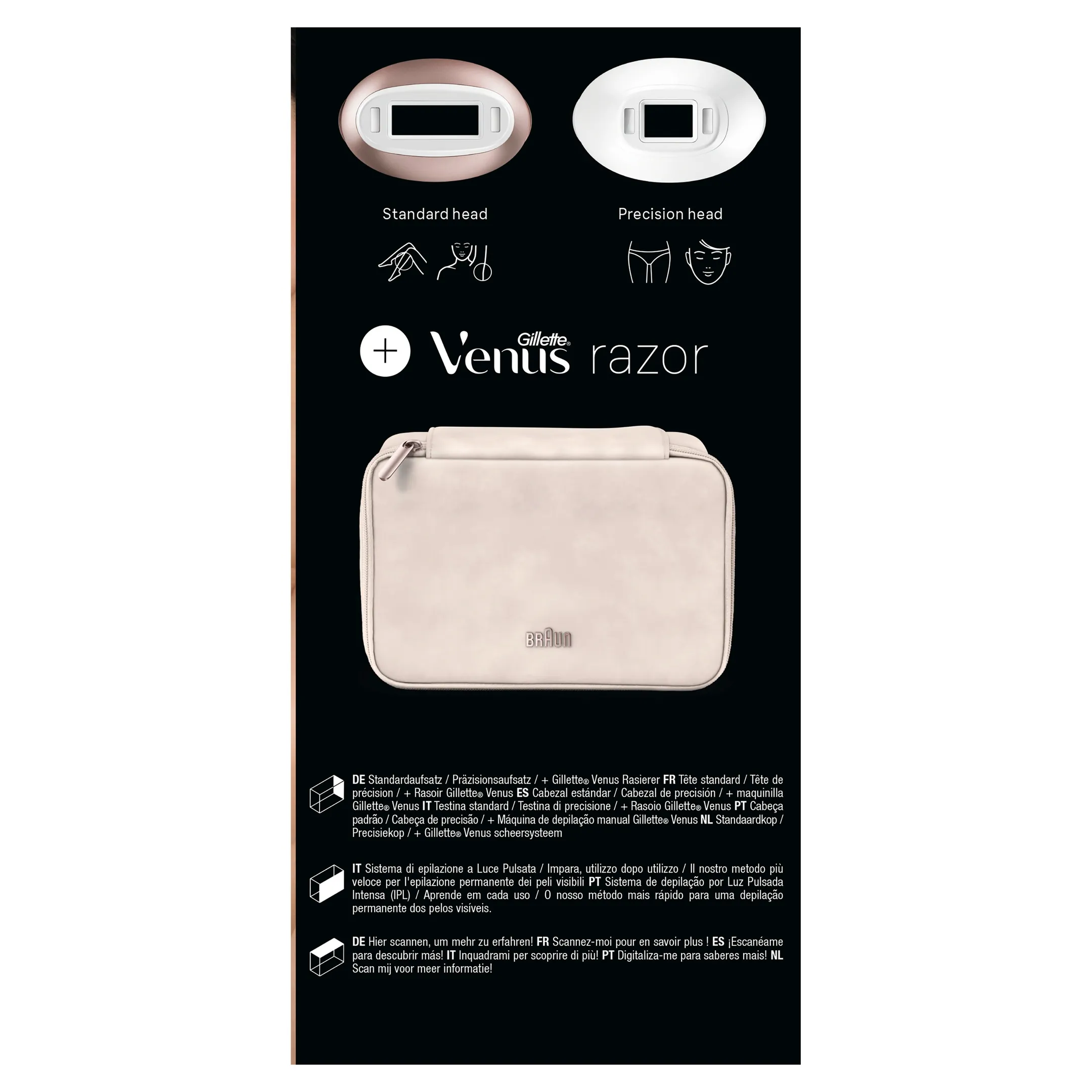 Braun Épilateur À Lumière Pulsée Intelligent Skin i·expert, Pochette, Rasoir Venus, 2 Têtes, PL7147 image