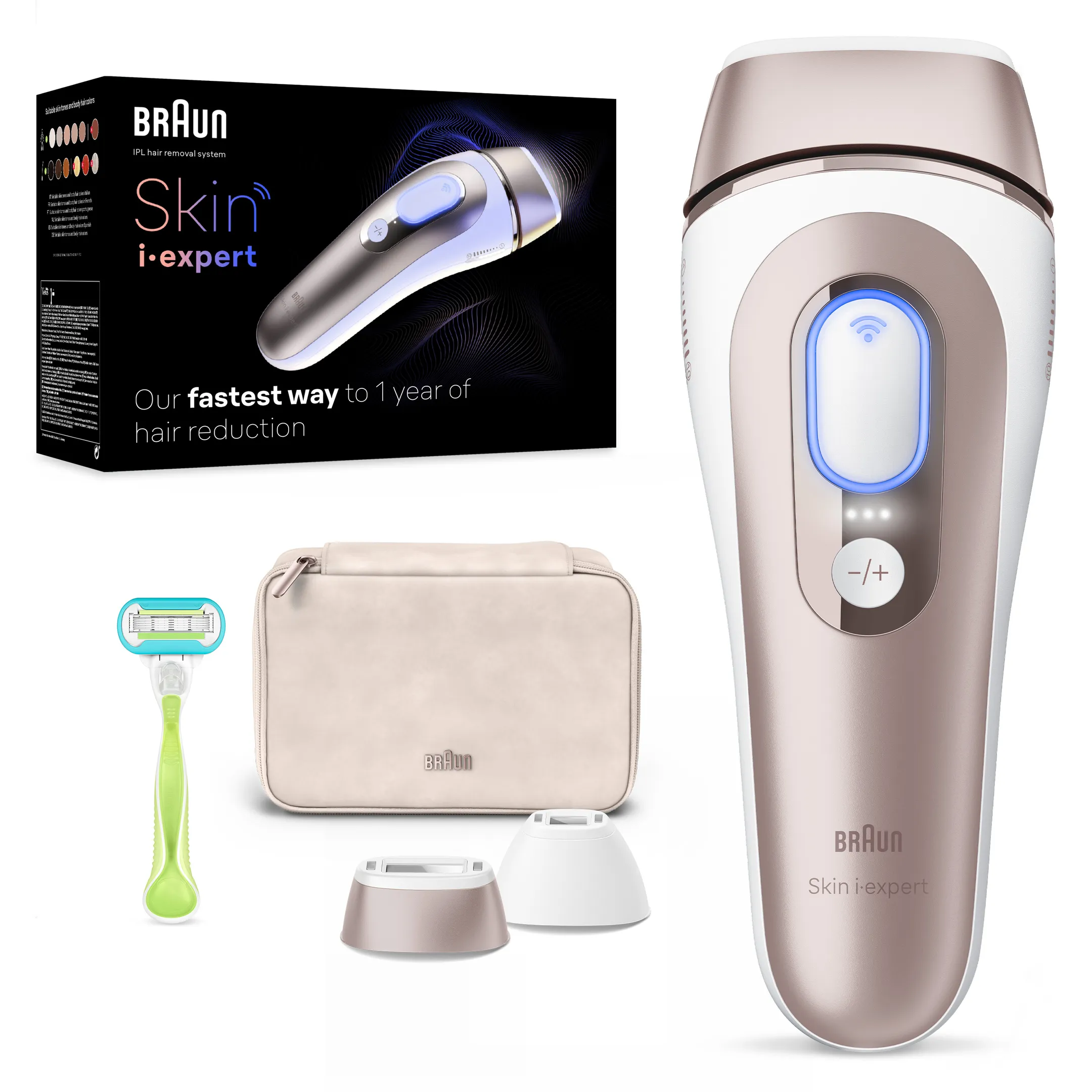 Braun Épilateur À Lumière Pulsée Intelligent Skin i·expert, Pochette, Rasoir Venus, 2 Têtes, PL7147 image
