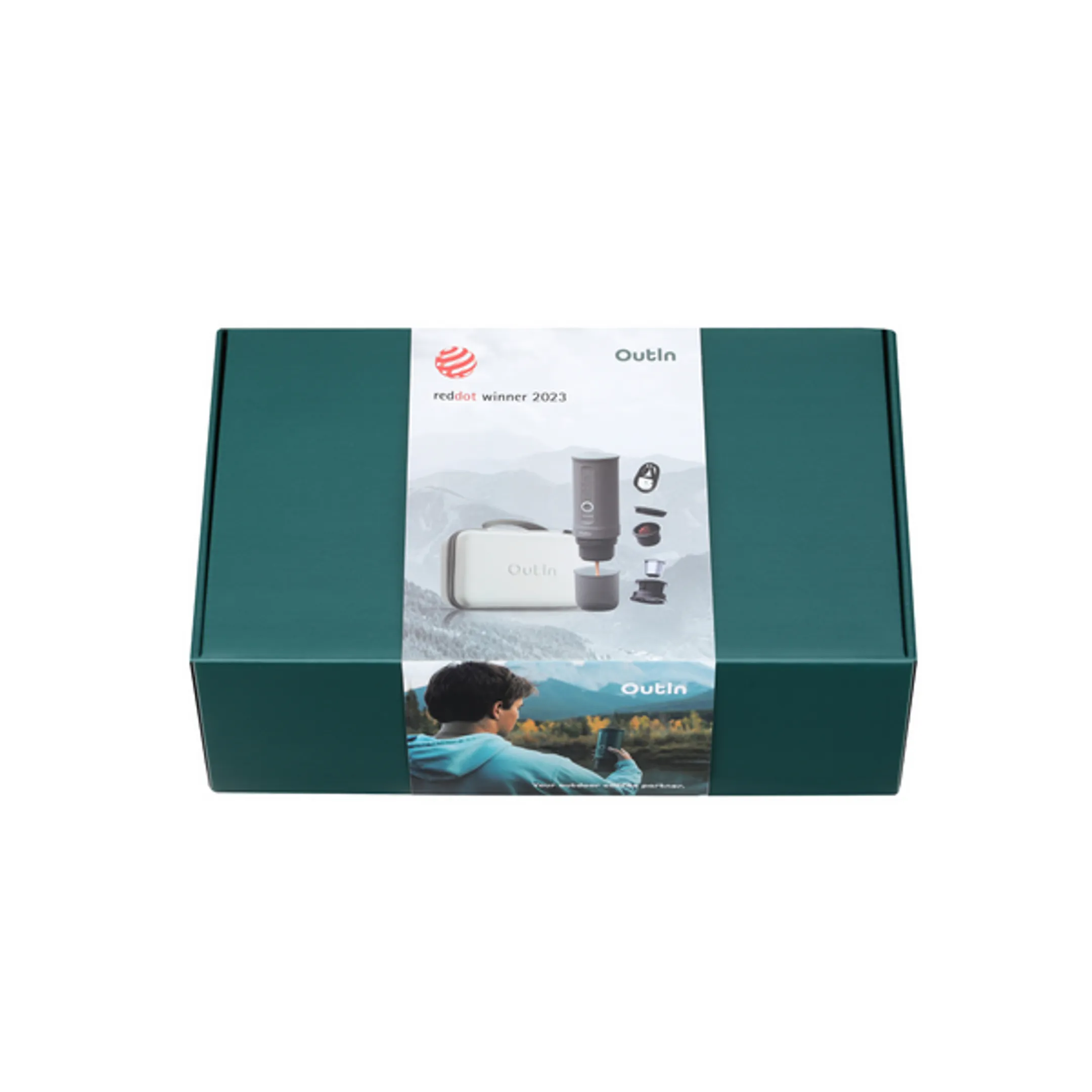 OUTIN Draagbare Elektrische Espressomachine Nano Travel Gif Set Space Grey image